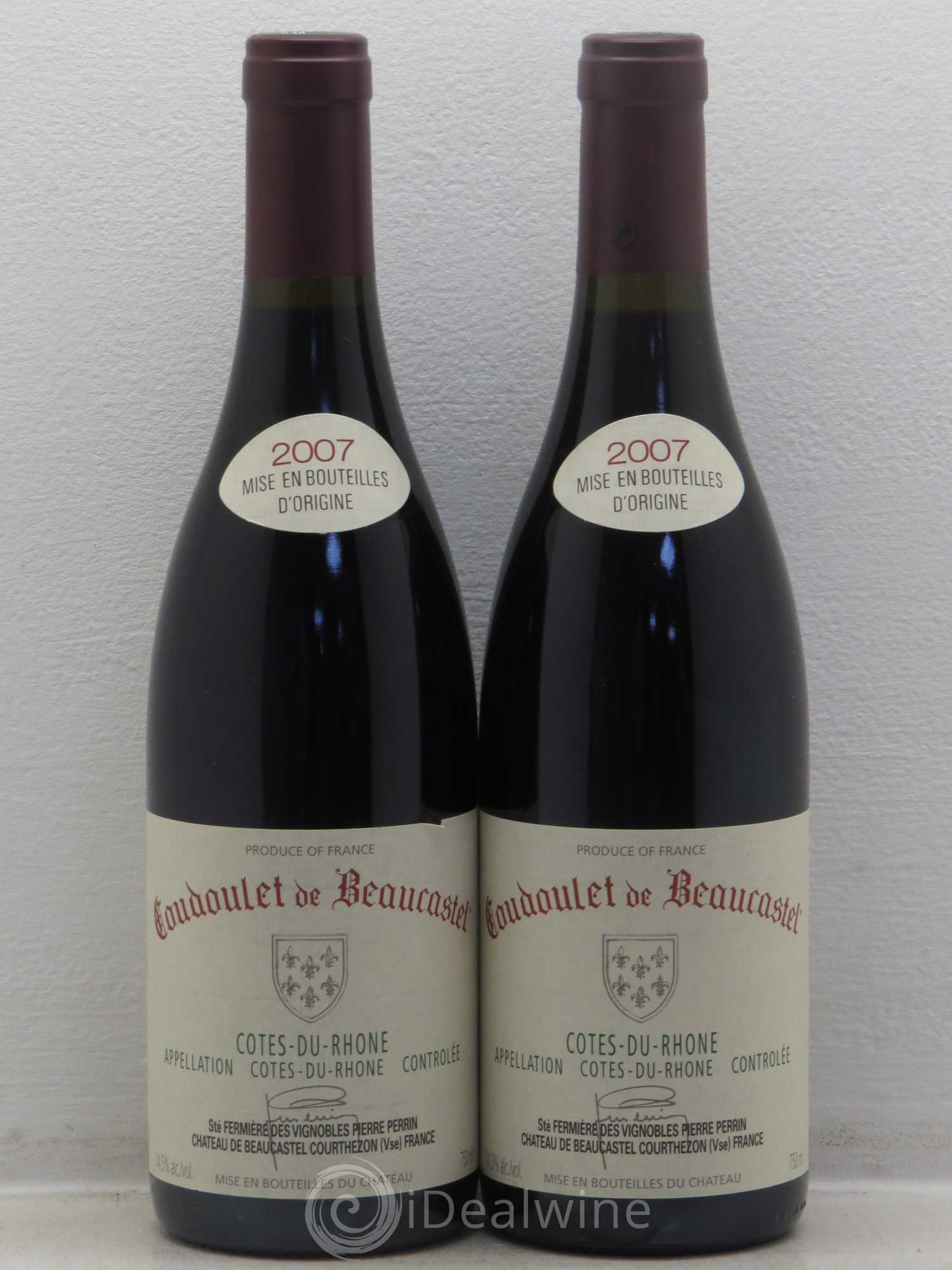 Côtes-du-Rhône Coudoulet de Beaucastel Famille Perrin 2007 - Lot de 2 bouteilles - 0
