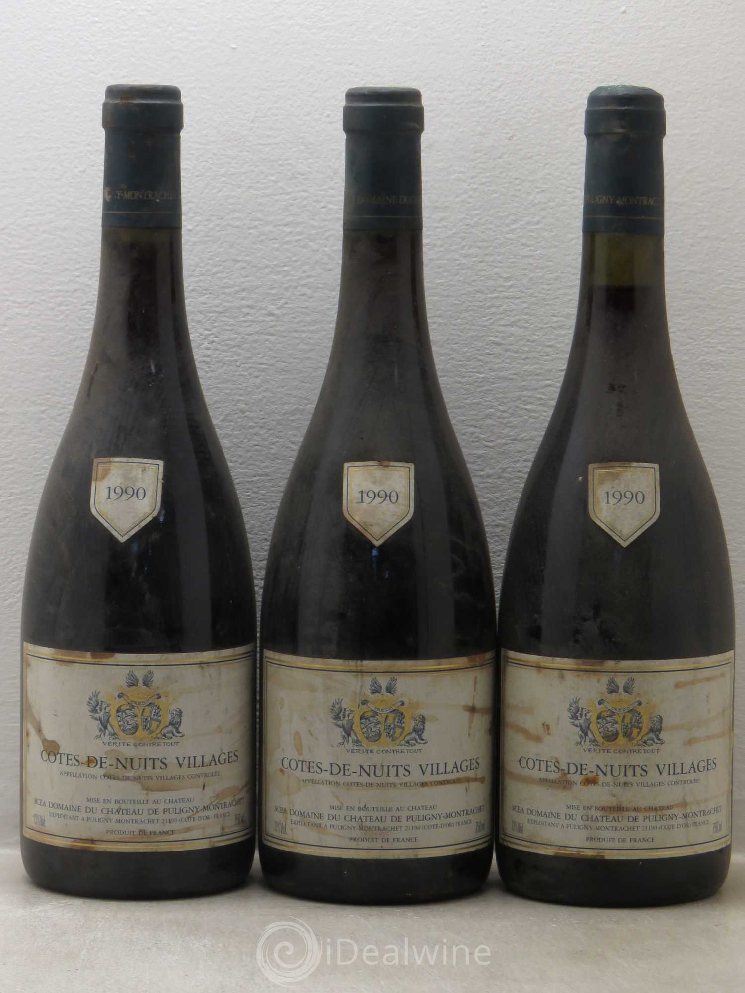 Côte de Nuits-Villages Domaine du Château de Puligny Montrachet 1990 - Lot de 3 bouteilles - 0