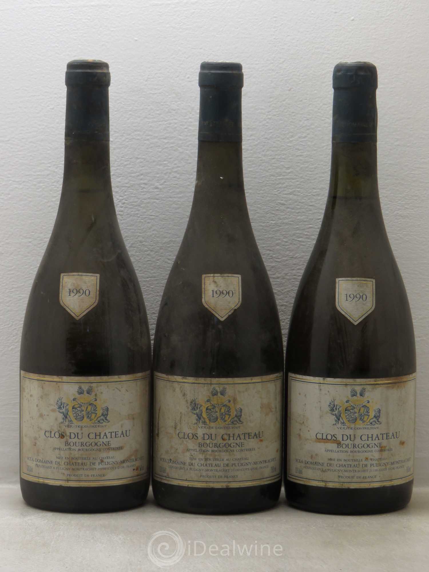Bourgogne Clos du Château - Domaine de Puligny Montrachet 1990 - Posten von 3 Flaschen - 0