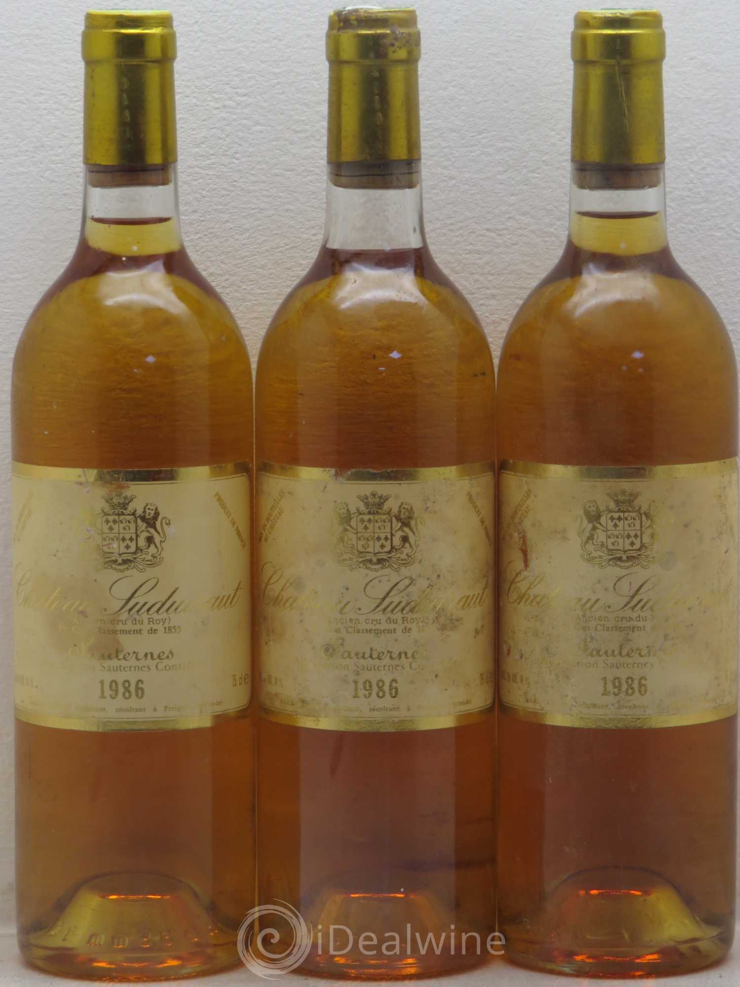 Château Suduiraut 1er Grand Cru Classé 1986 - Lotto di 3 bottiglie - 0