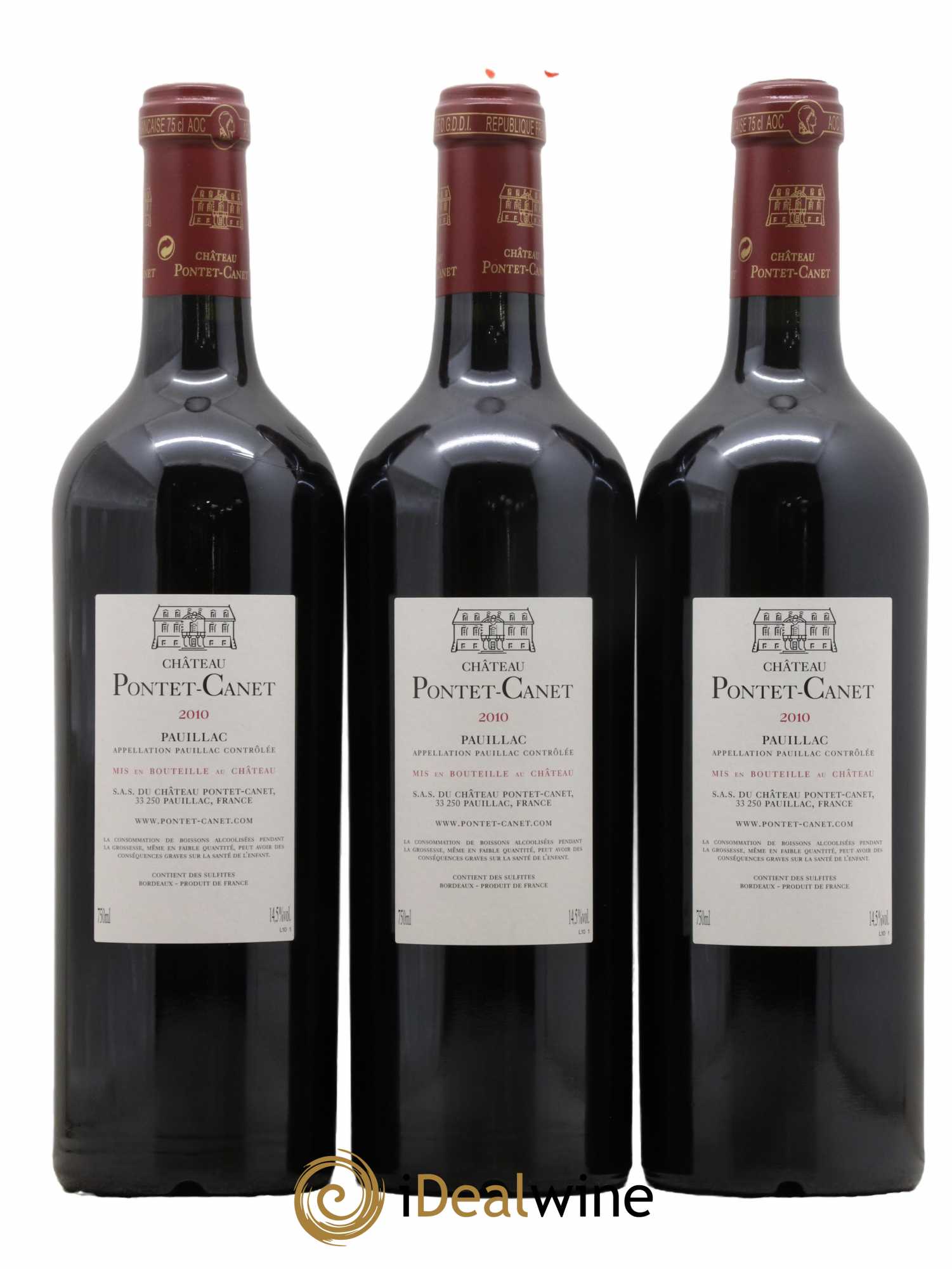 Château Pontet Canet 5ème Grand Cru Classé 2010 - Lot de 3 bouteilles - 1