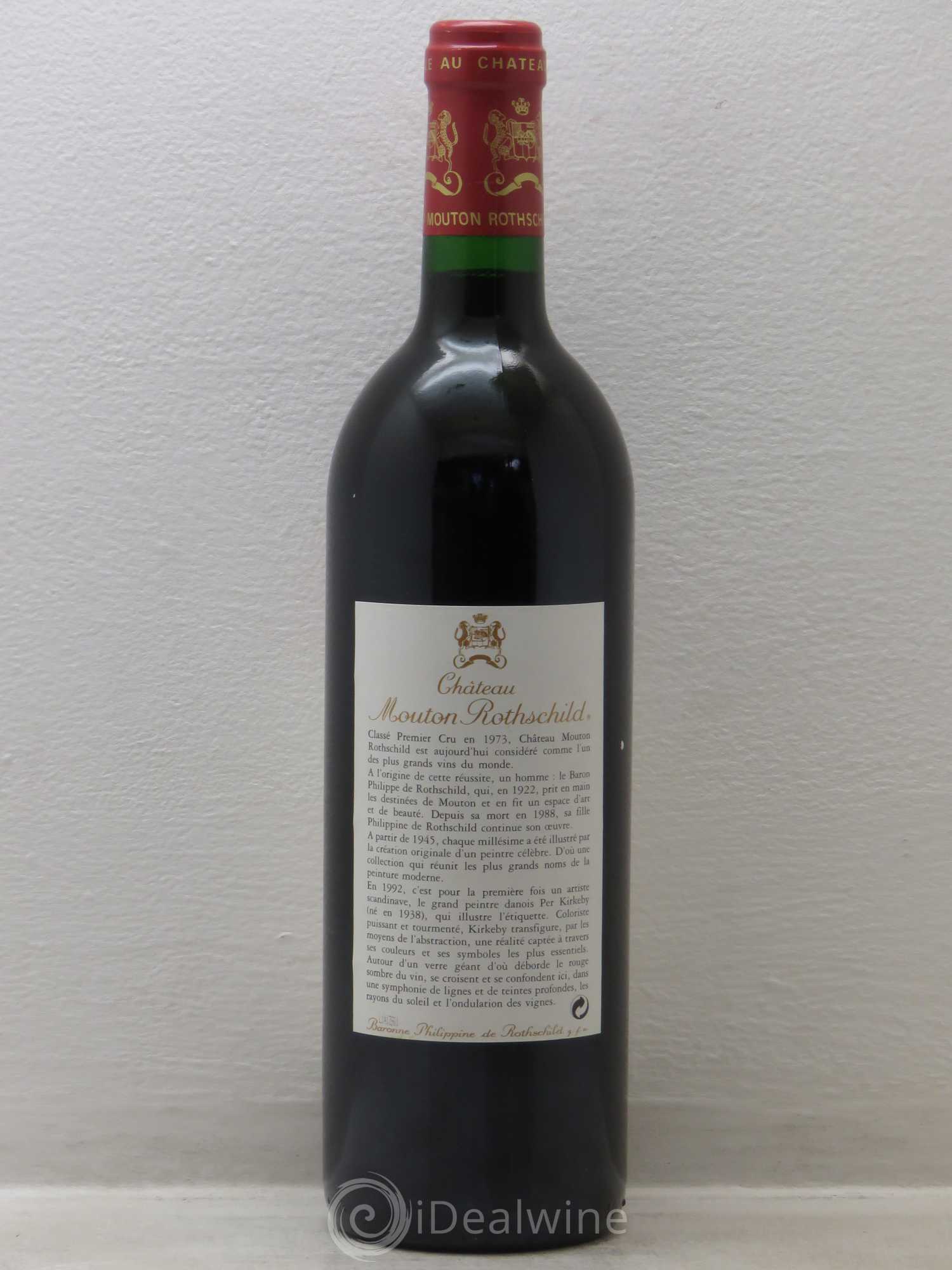 Château Mouton Rothschild 1er Grand Cru Classé 1992 - Lot de 1 bouteille - 1