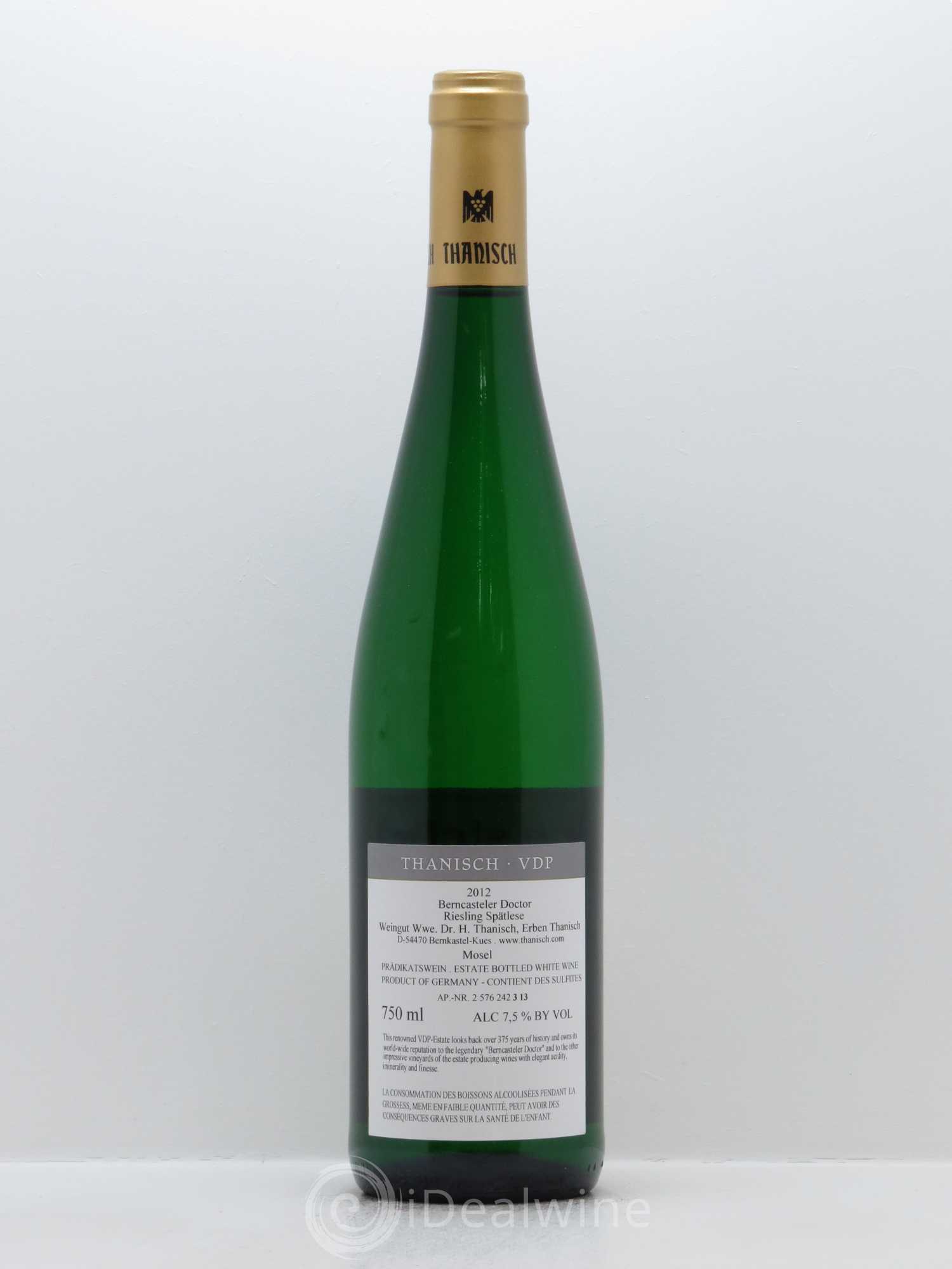 Riesling Dr. H. Thanisch Bernkasteler Doctor Spätlese 2012 - Lot de 1 bouteille - 1