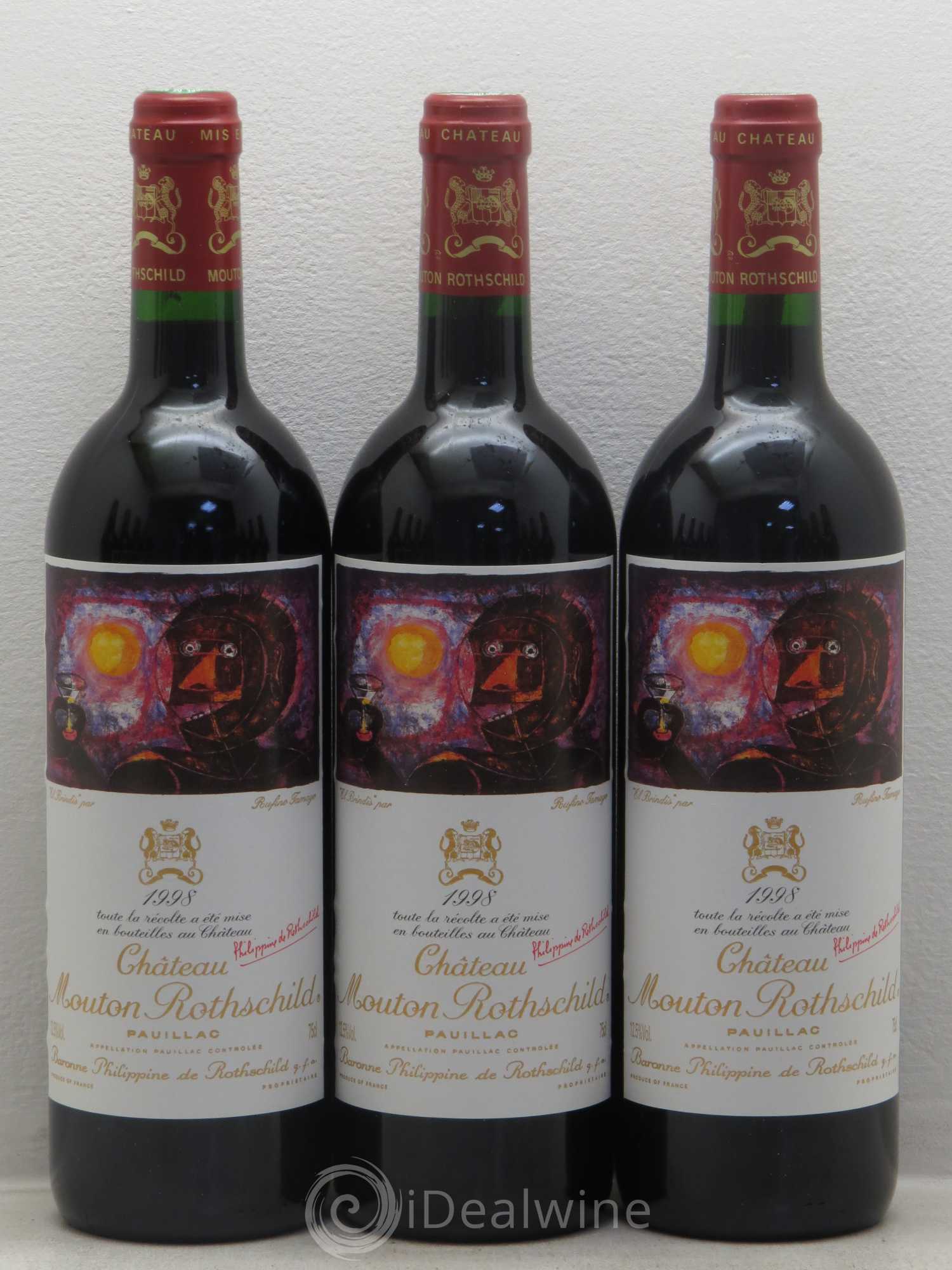 Château Mouton Rothschild 1er Grand Cru Classé 1998 - Lot de 12 bouteilles - 1