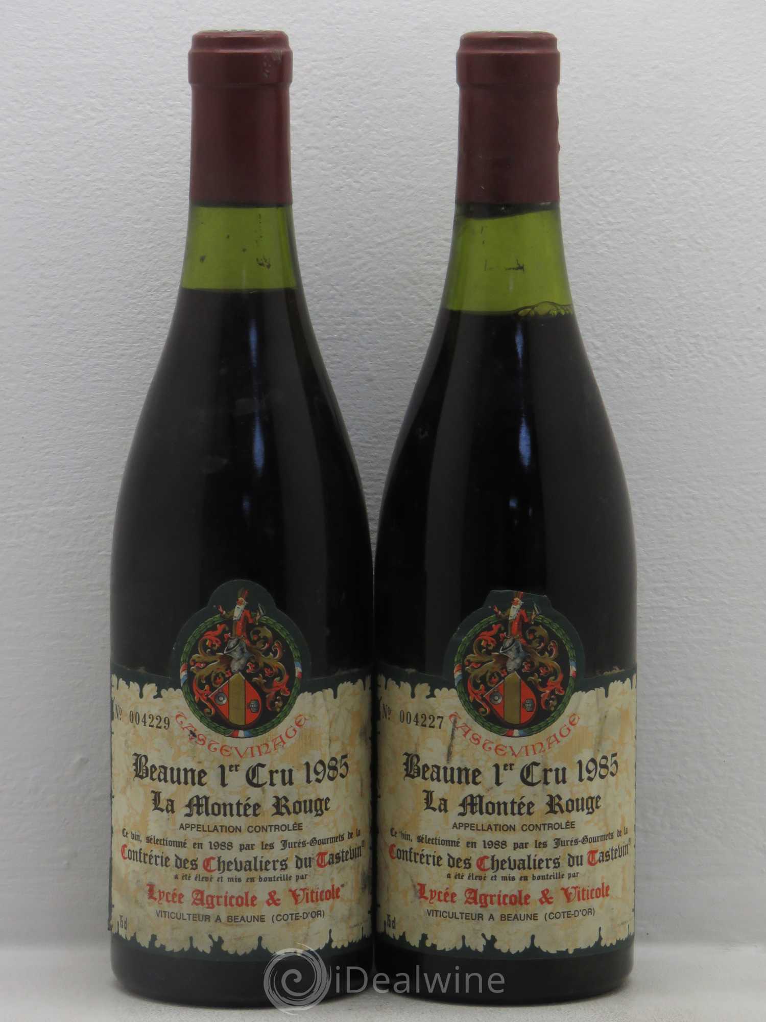 Beaune 1er Cru La Montee rouge Confrerie Des Chevaliers du tastevin 1985 - Posten von 2 Flaschen - 0