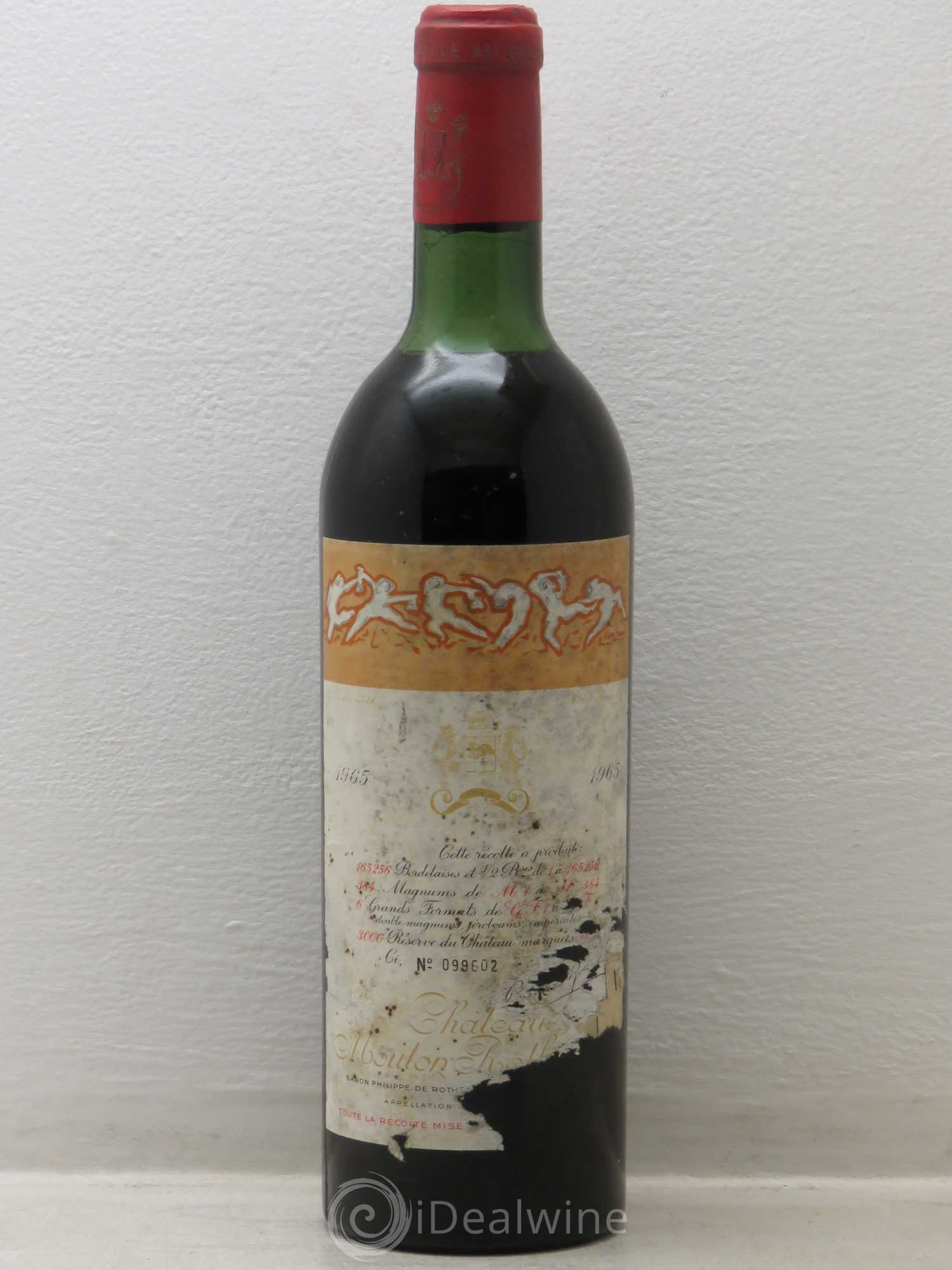 Château Mouton Rothschild 1er Grand Cru Classé 1965 - Lot de 1 bouteille - 0