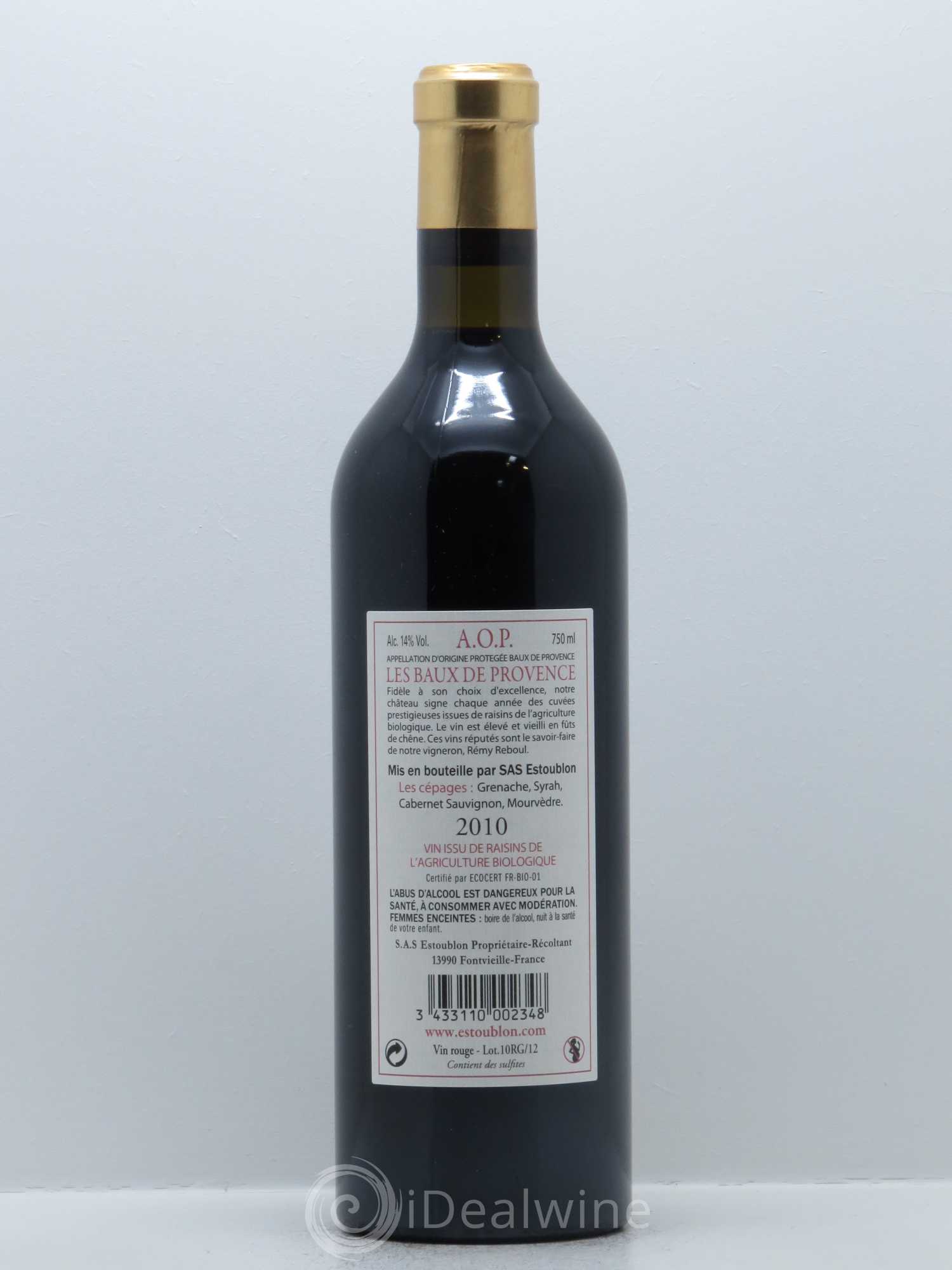 Baux de Provence Château d'Estoublon 2010 - Lot de 1 bouteille - 1