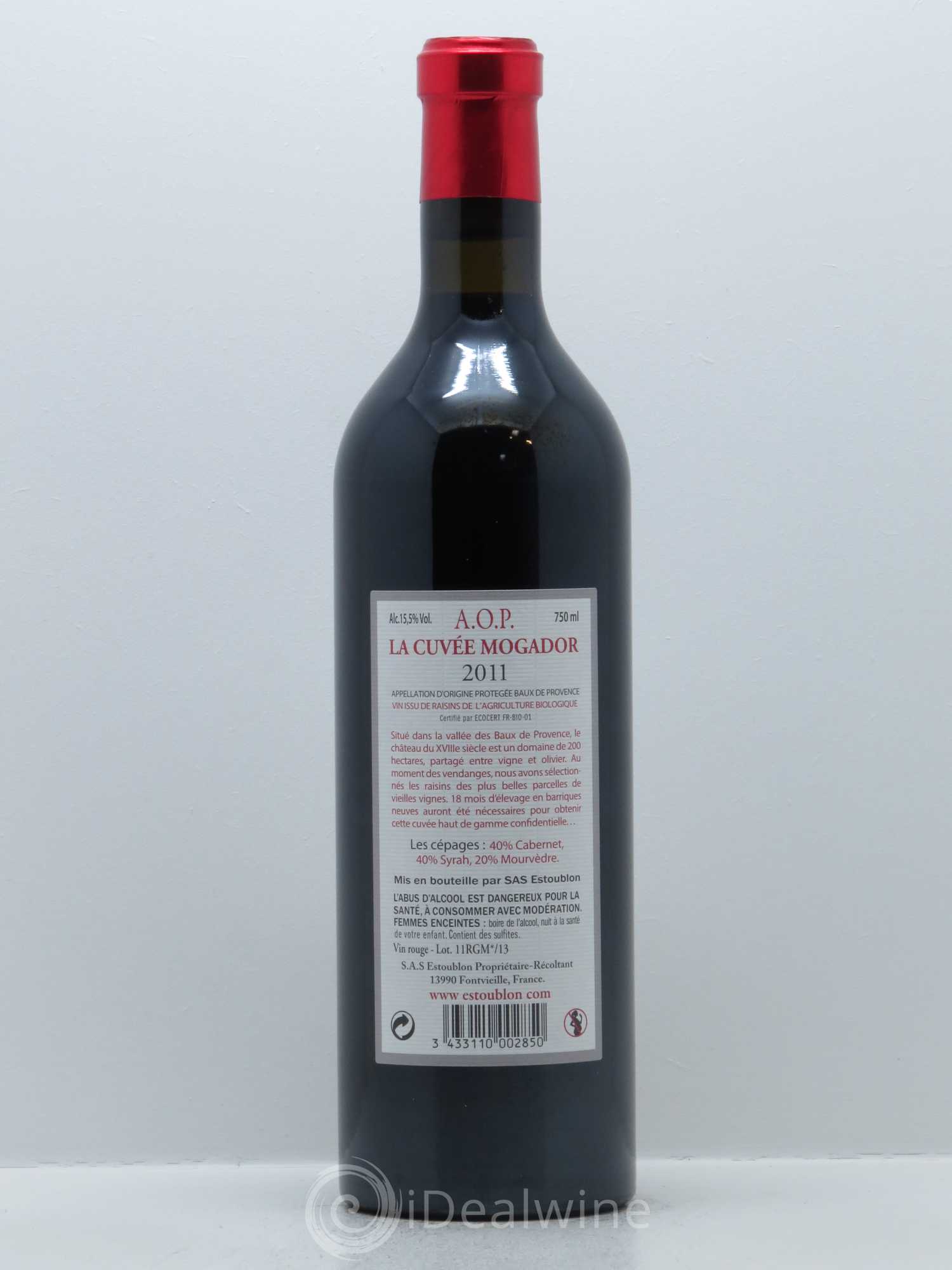 Baux de Provence Cuvée Mogador Château d'Estoublon 2011 - Lot de 1 bouteille - 1