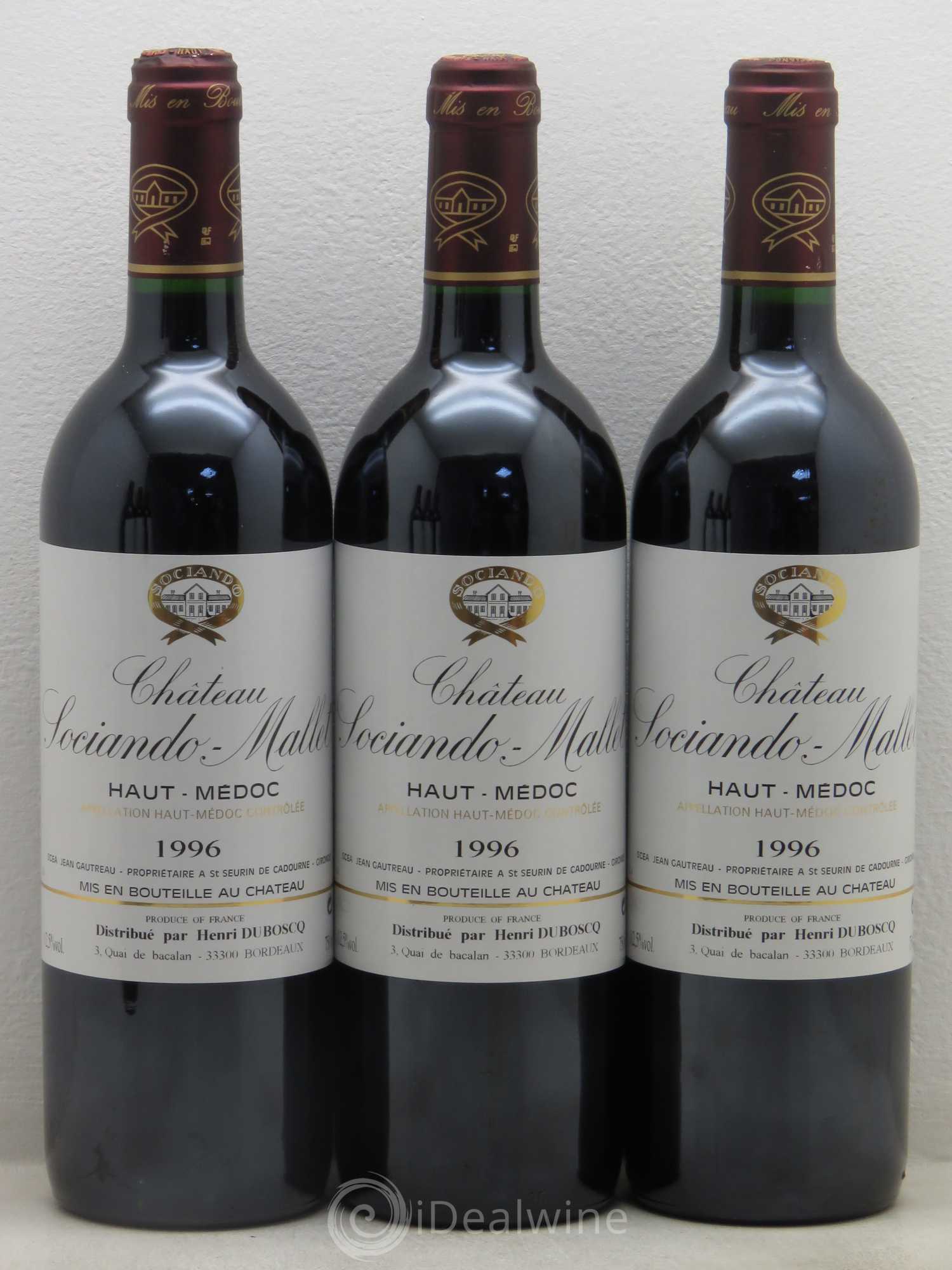Château Sociando Mallet 1996 - Lot de 6 bouteilles - 1