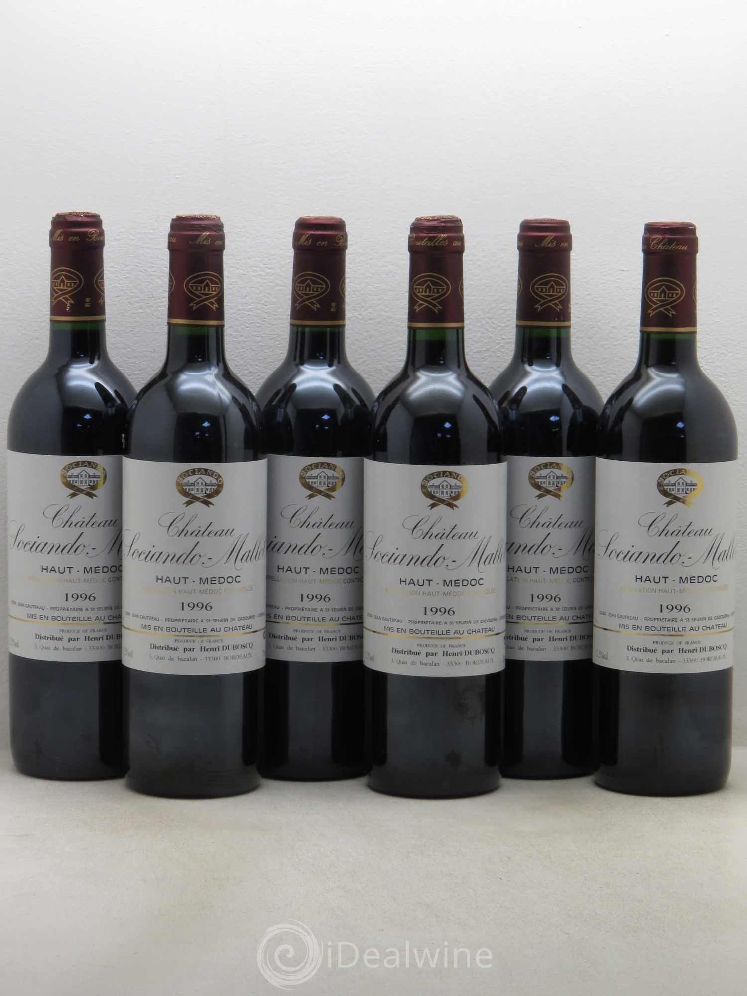 Château Sociando Mallet 1996 - Lot de 6 bouteilles - 0