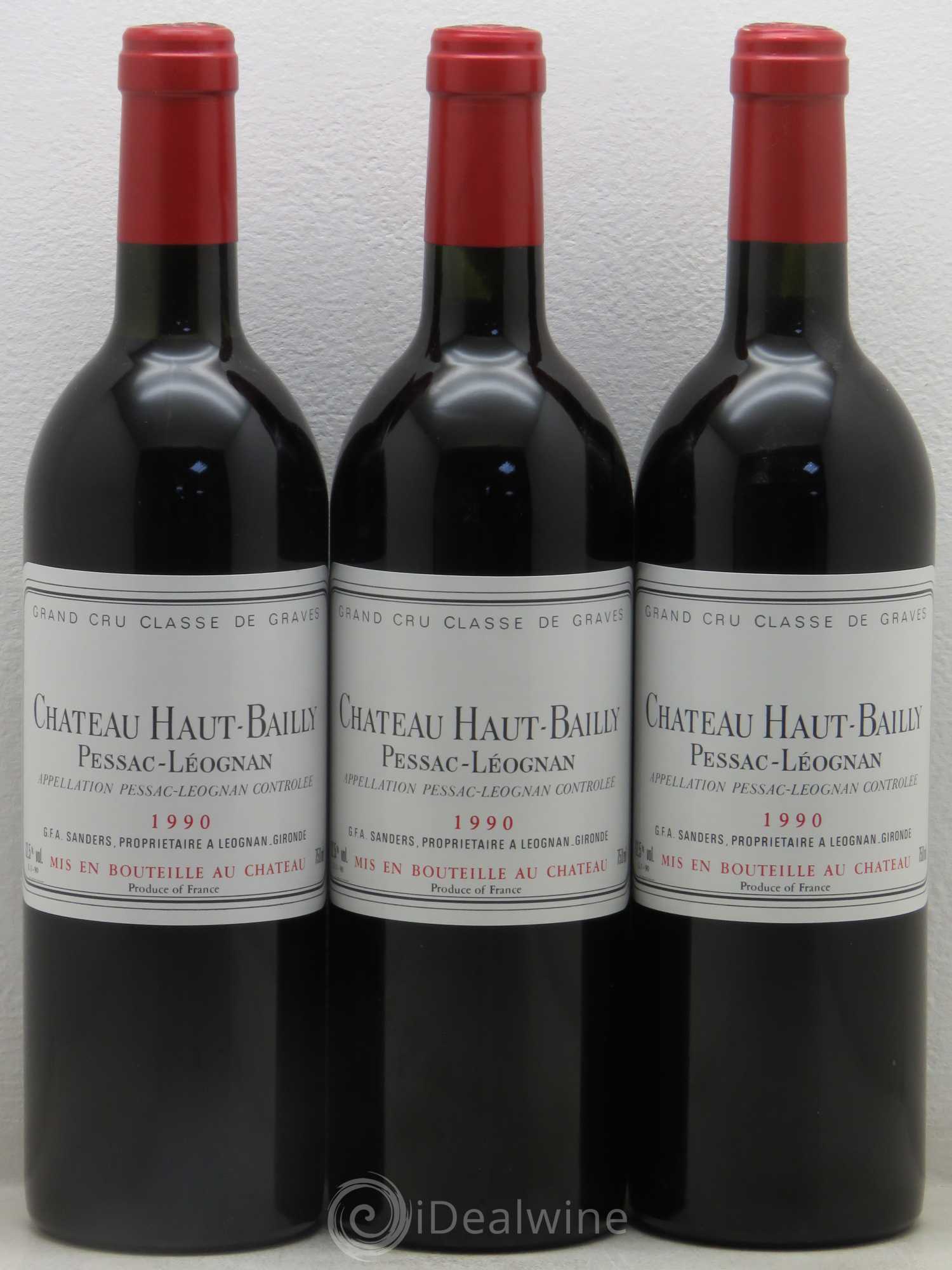 Château Haut-Bailly Cru Classé de Graves 1990 - Lot de 3 bouteilles - 0