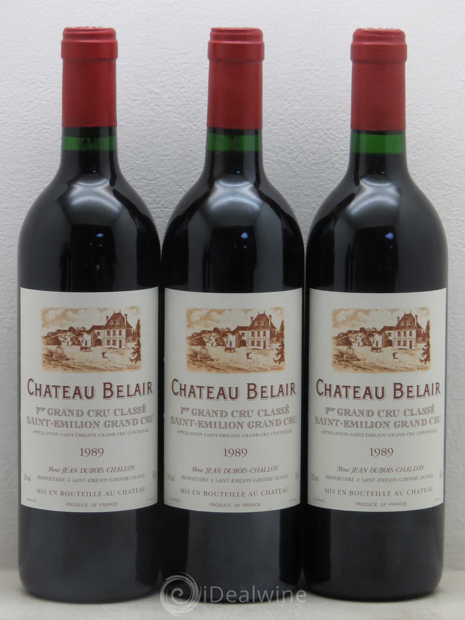 Château Belair (Belair-Monange) 1er Grand Cru Classé B 1989 - Lot de 5 bouteilles - 1