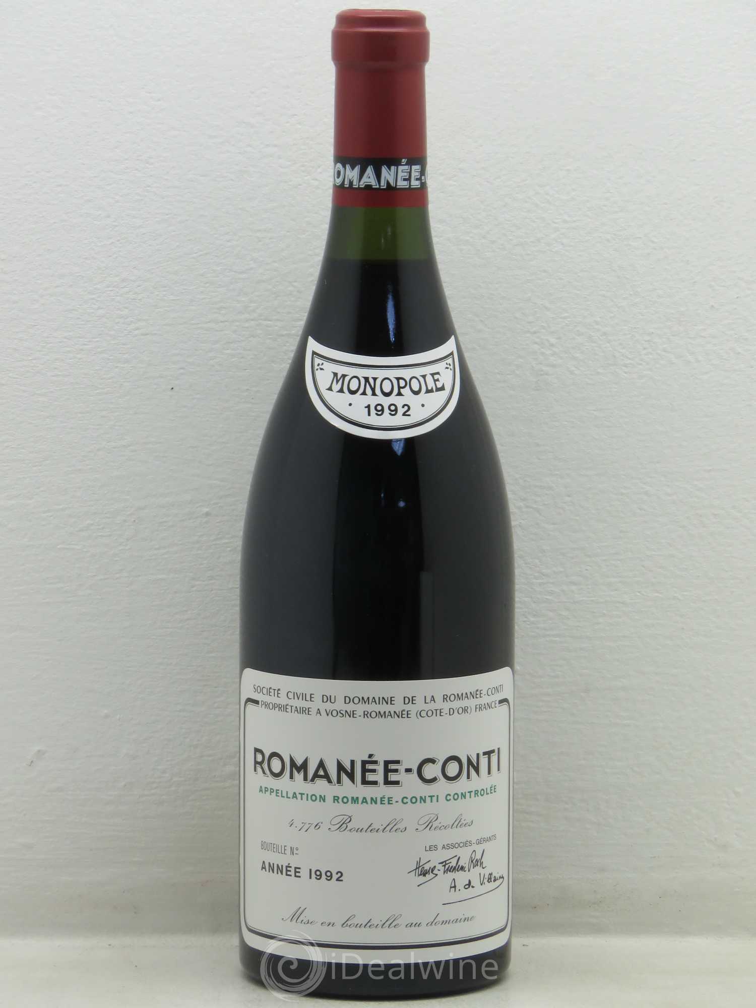 Romanée-Conti Grand Cru Domaine de la Romanée-Conti 1992 - Lot de 1 bouteille - 0