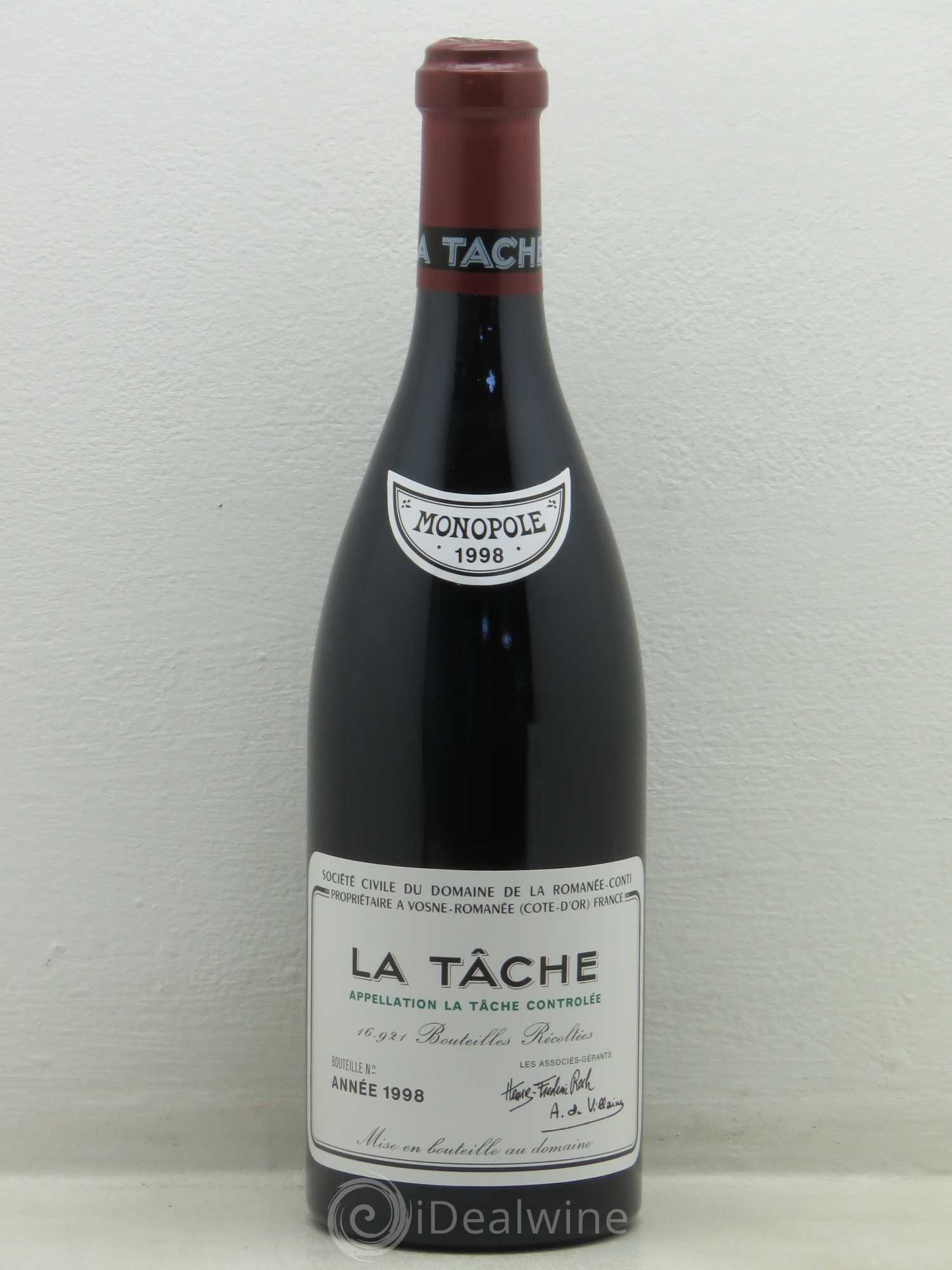 La Tâche Grand Cru Domaine de la Romanée-Conti 1998 - Lot de 1 bouteille - 0
