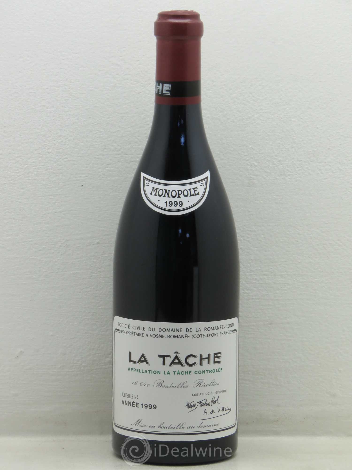 La Tâche Grand Cru Domaine de la Romanée-Conti 1999 - Lot de 1 bouteille - 0