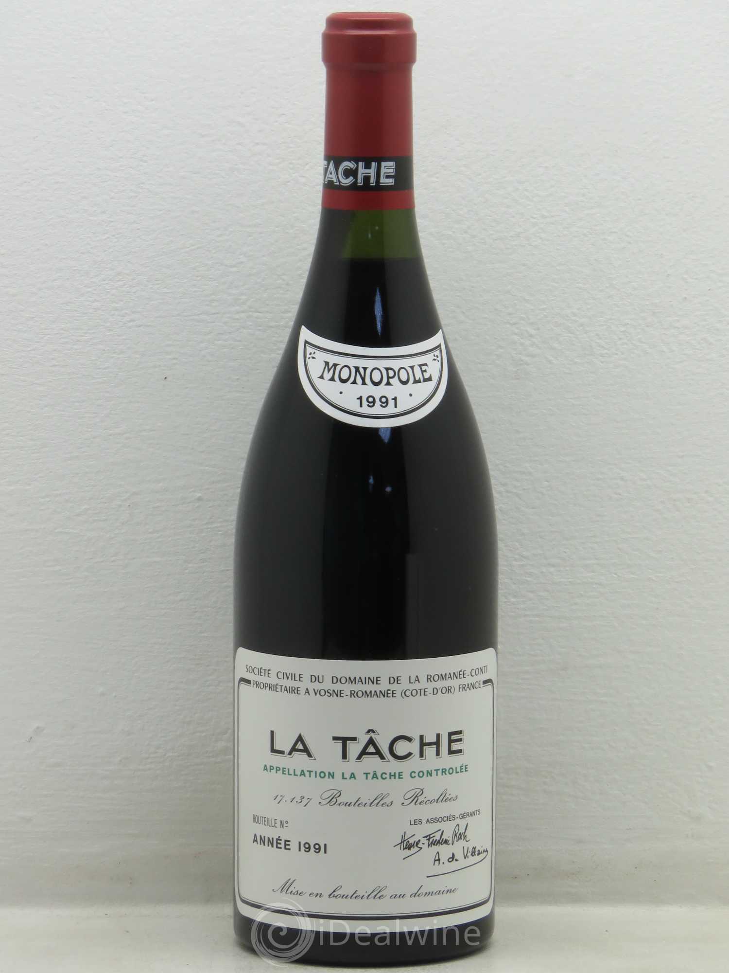 La Tâche Grand Cru Domaine de la Romanée-Conti 1991 - Lot de 1 bouteille - 0