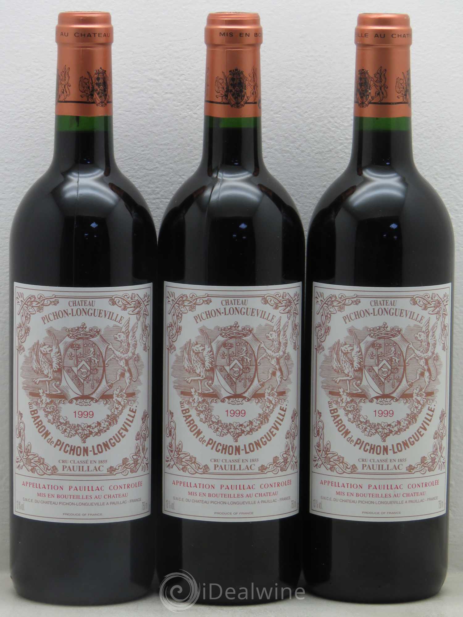 Pichon Longueville Baron 2ème Grand Cru Classé 1999 - Lot de 3 bouteilles - 0