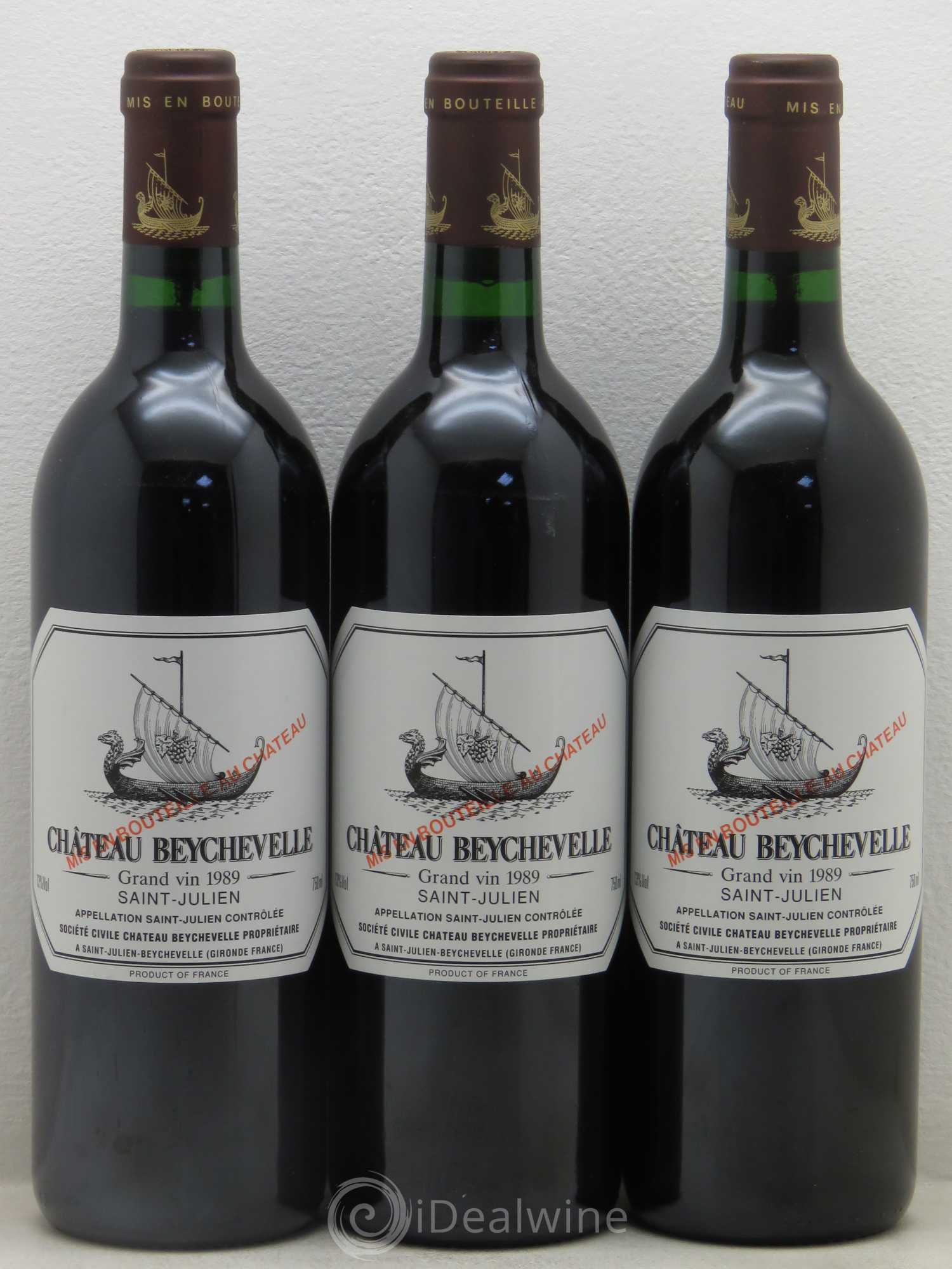Château Beychevelle 4ème Grand Cru Classé 1989 - Lot de 3 bouteilles - 0