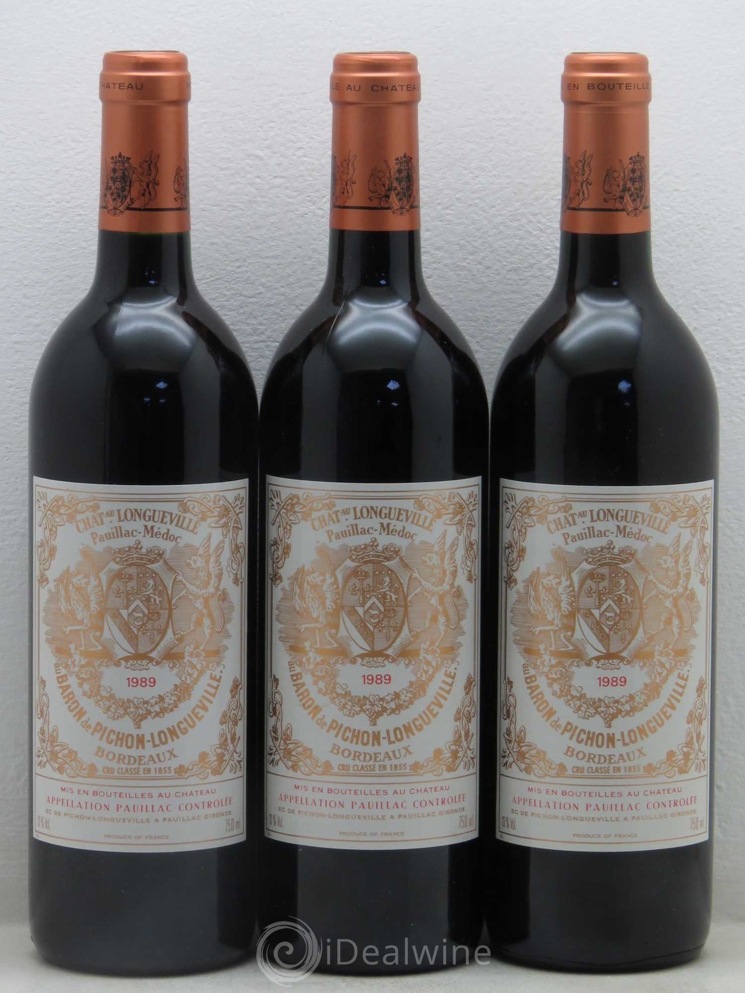 Pichon Longueville Baron 2ème Grand Cru Classé 1989 - Lot de 3 bouteilles - 0