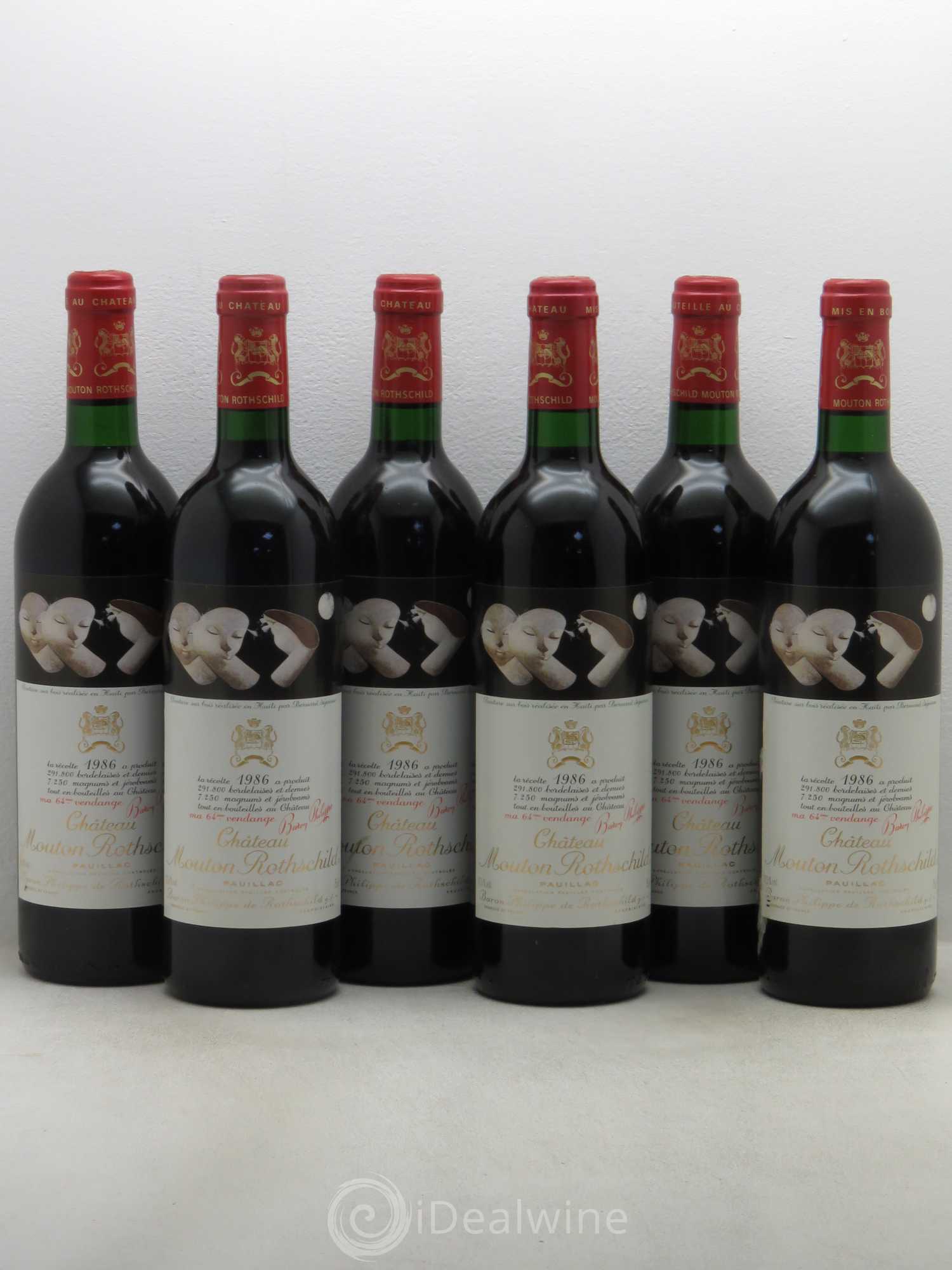 Château Mouton Rothschild 1er Grand Cru Classé 1986 - Lot de 6 bouteilles - 0