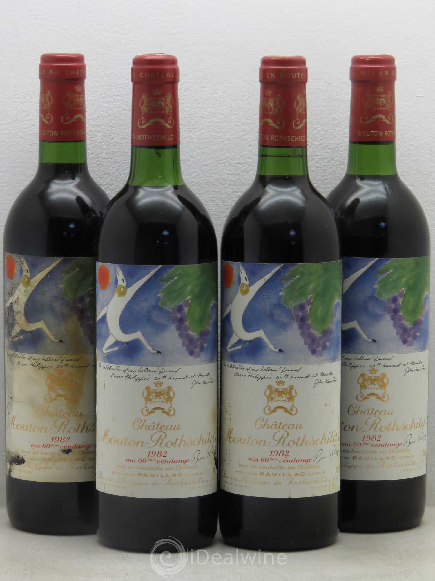 Château Mouton Rothschild 1er Grand Cru Classé 1982 - Lot de 4 bouteilles - 0