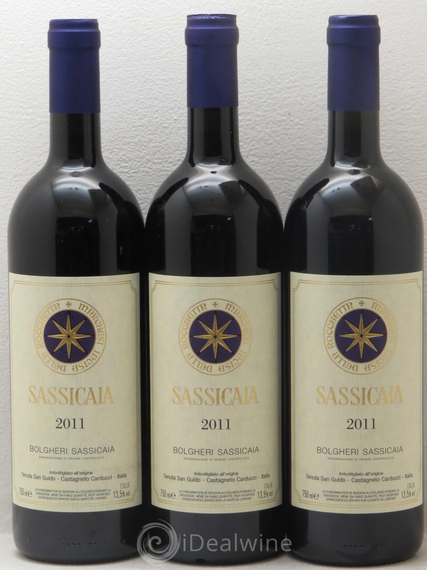 Bolgheri DOC Sassicaia Tenuta San Guido 2011 - Lot de 3 bouteilles - 0