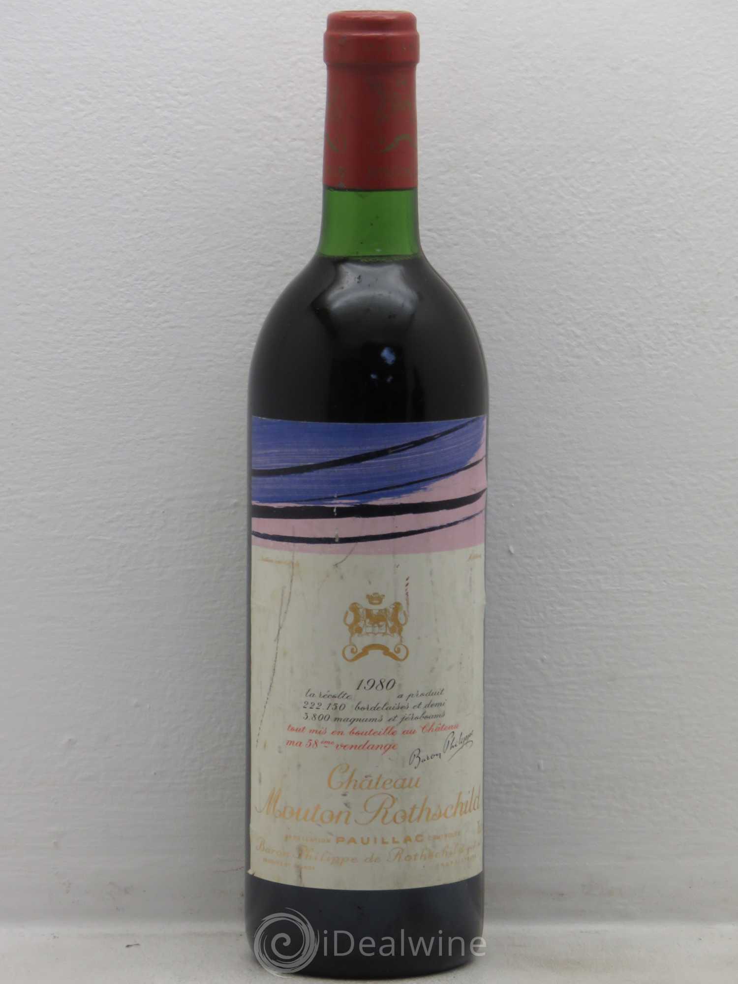 Château Mouton Rothschild 1er Grand Cru Classé 1980 - Lot de 1 bouteille - 0
