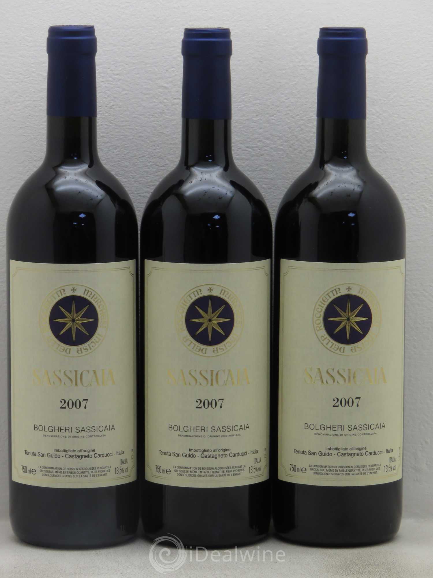 Bolgheri DOC Sassicaia Tenuta San Guido 2007 - Lot de 3 bouteilles - 0