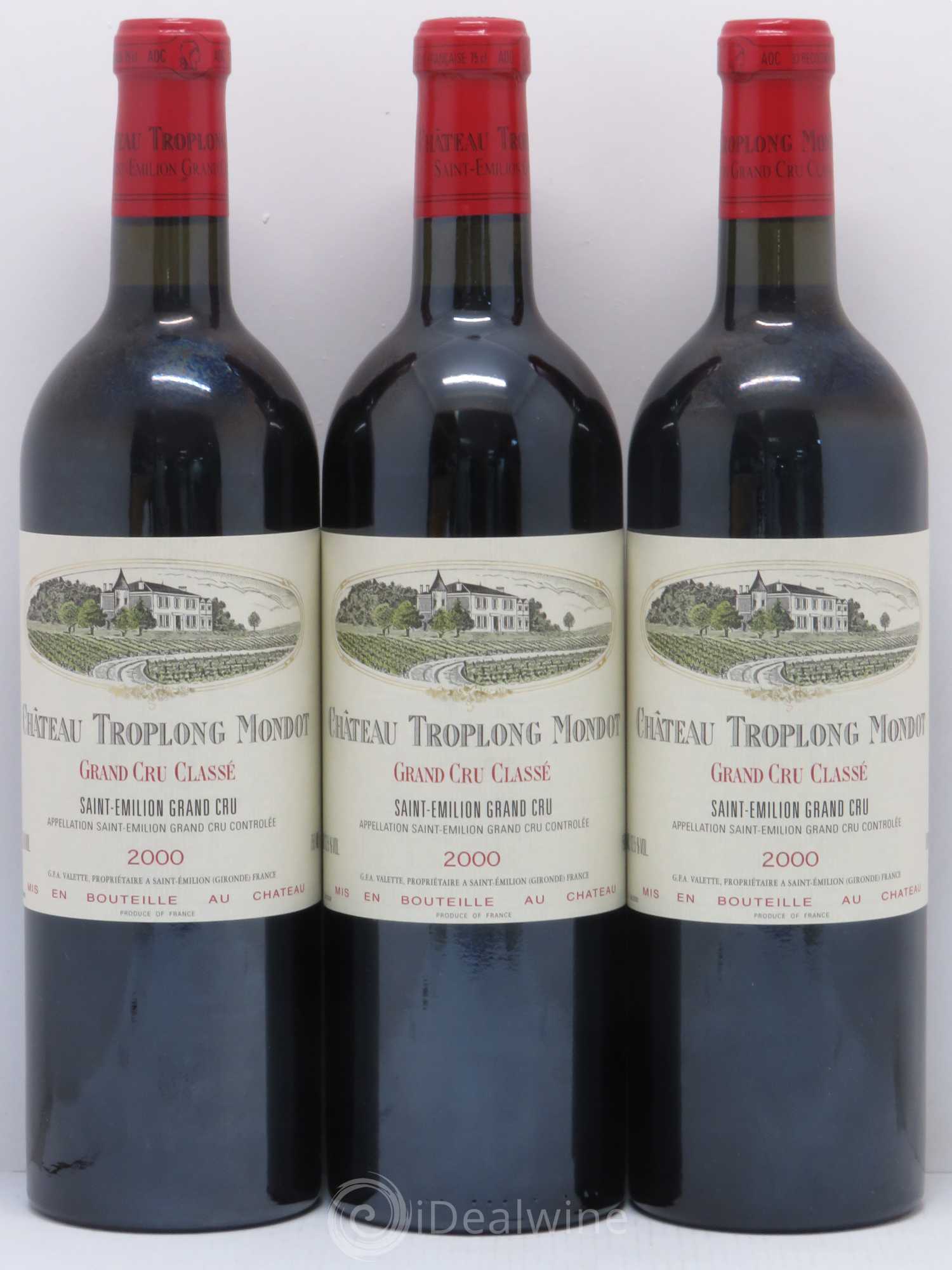 Château Troplong Mondot 1er Grand Cru Classé B 2000 - Lot de 3 bouteilles - 0