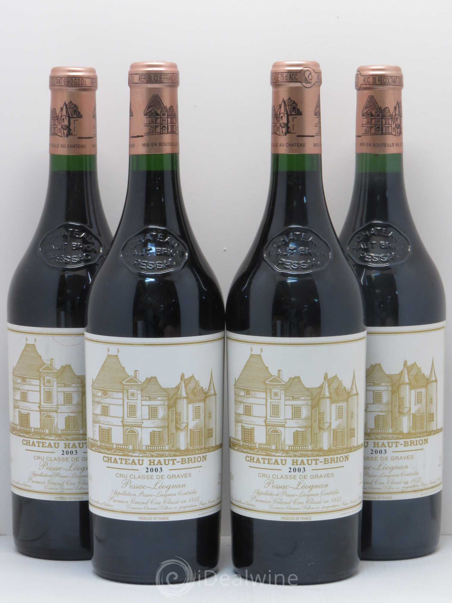 Château Haut Brion 1er Grand Cru Classé 2003 - Lot de 4 bouteilles - 0