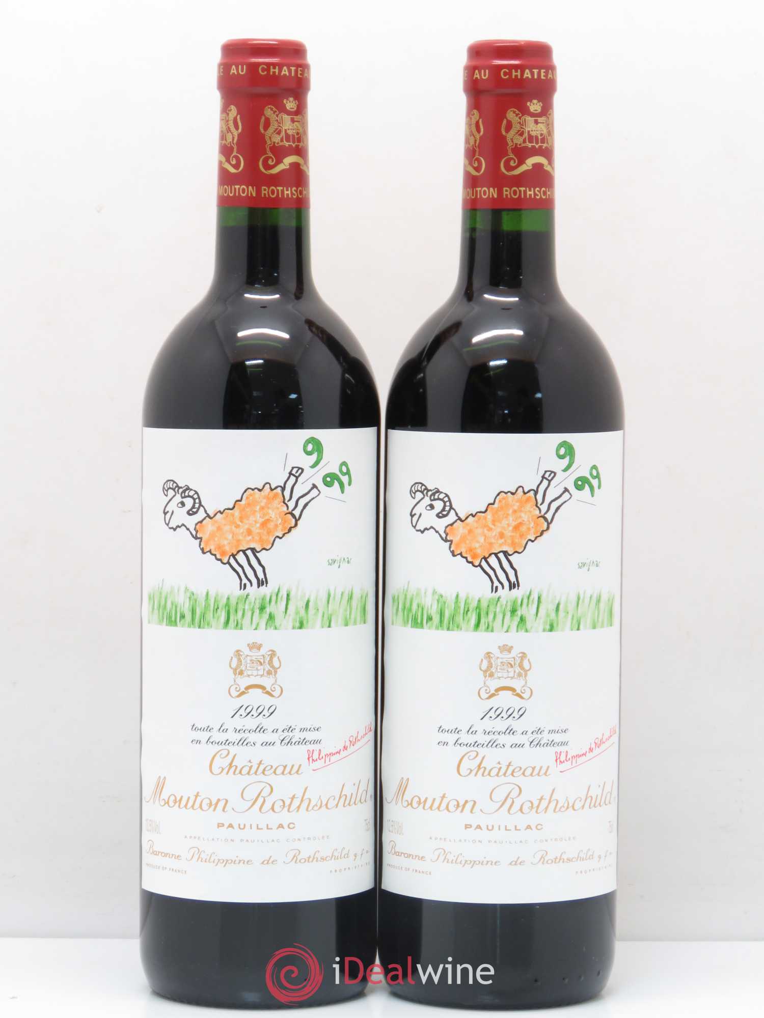 Château Mouton Rothschild 1er Grand Cru Classé 1999 - Lot de 2 bouteilles - 0