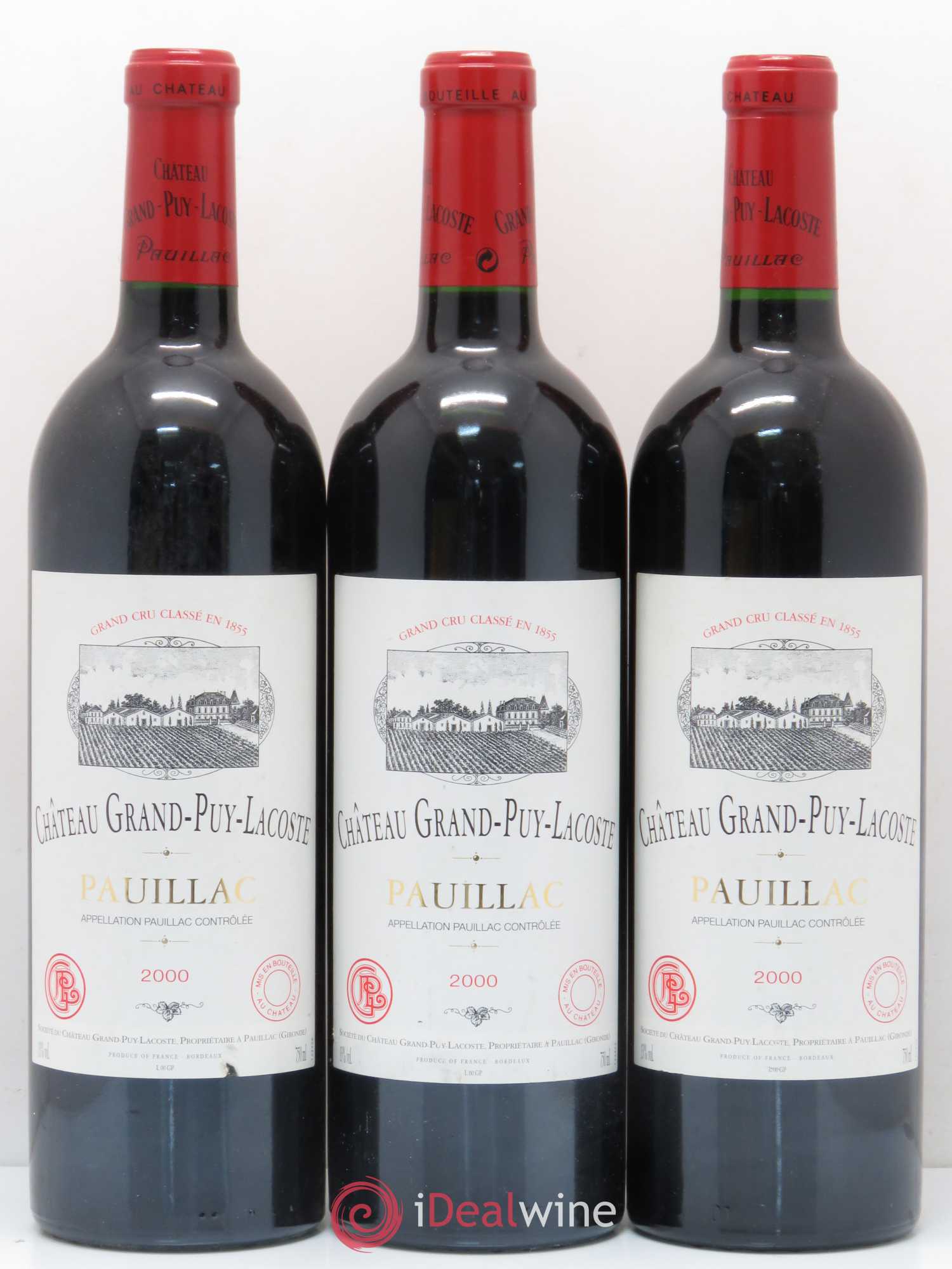 Château Grand Puy Lacoste 5ème Grand Cru Classé 2000 - Lot de 3 bouteilles - 0