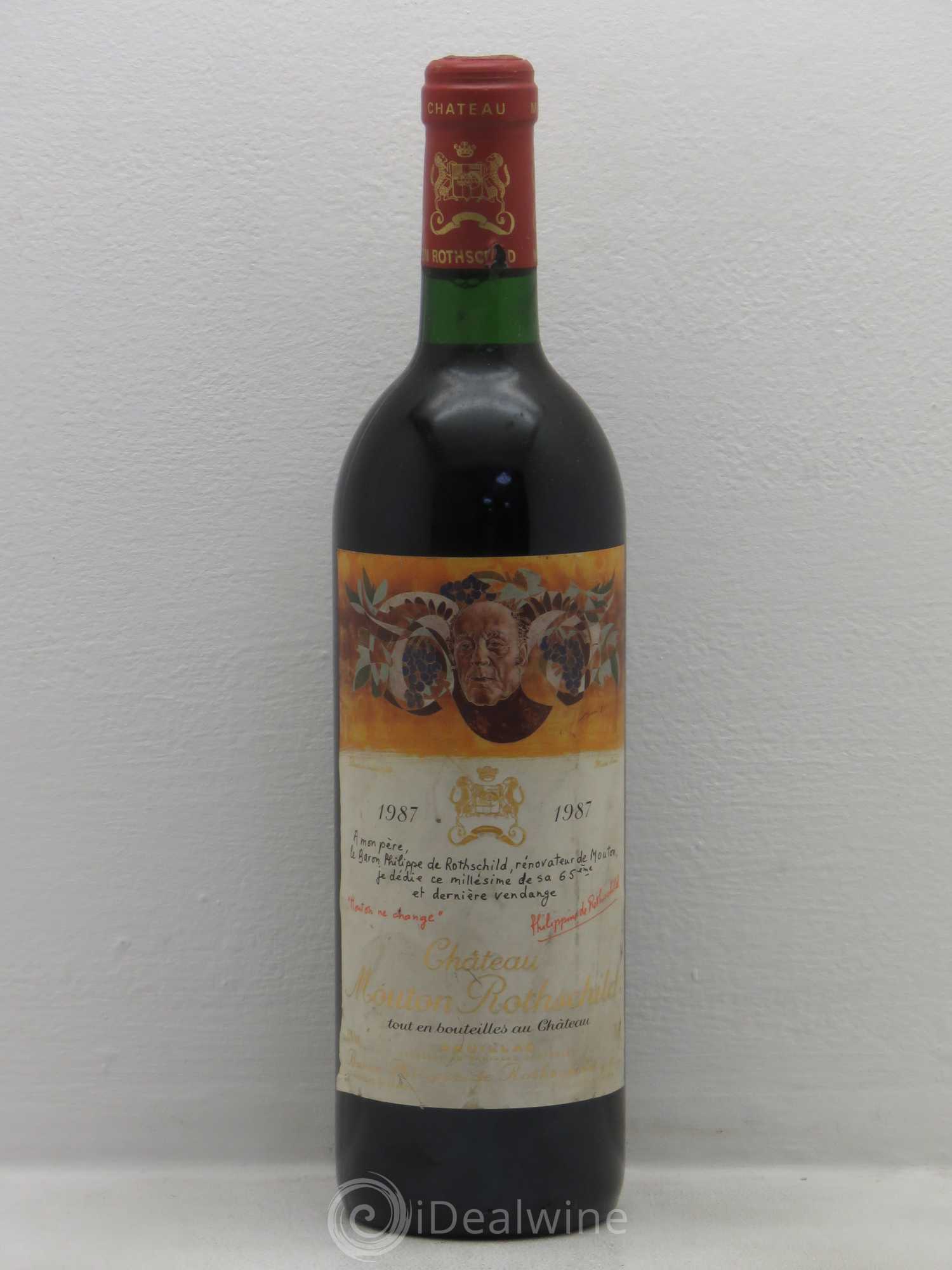 Château Mouton Rothschild 1er Grand Cru Classé 1987 - Lot de 1 bouteille - 0