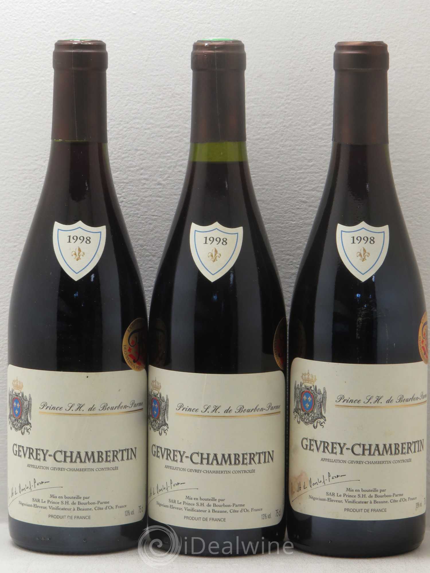 Gevrey-Chambertin Prince Sh De Bourbon Parme 1998 - Posten von 3 Flaschen - 0