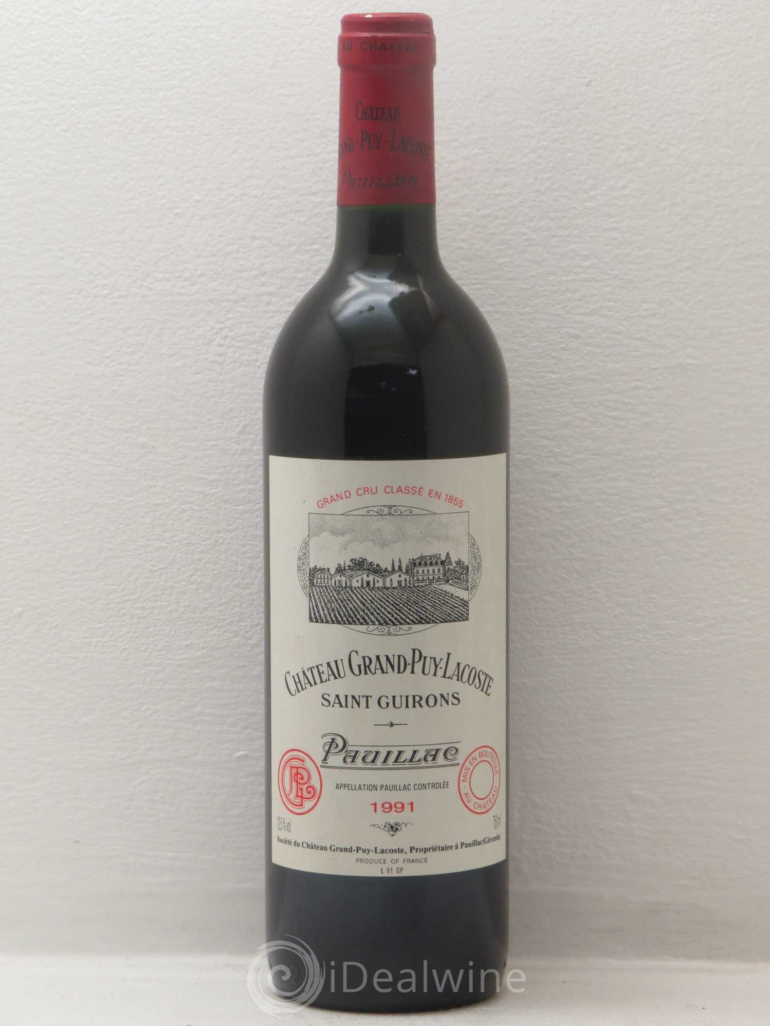 Château Grand Puy Lacoste 5ème Grand Cru Classé 1991 - Lot de 1 bouteille - 0