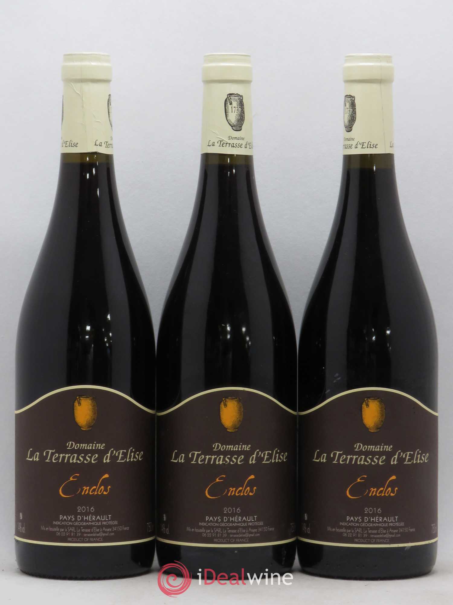 Pays d'Hérault L'Enclos Terrasse d'Elise (Domaine de la) 2016 - Lot de 3 bouteilles - 0