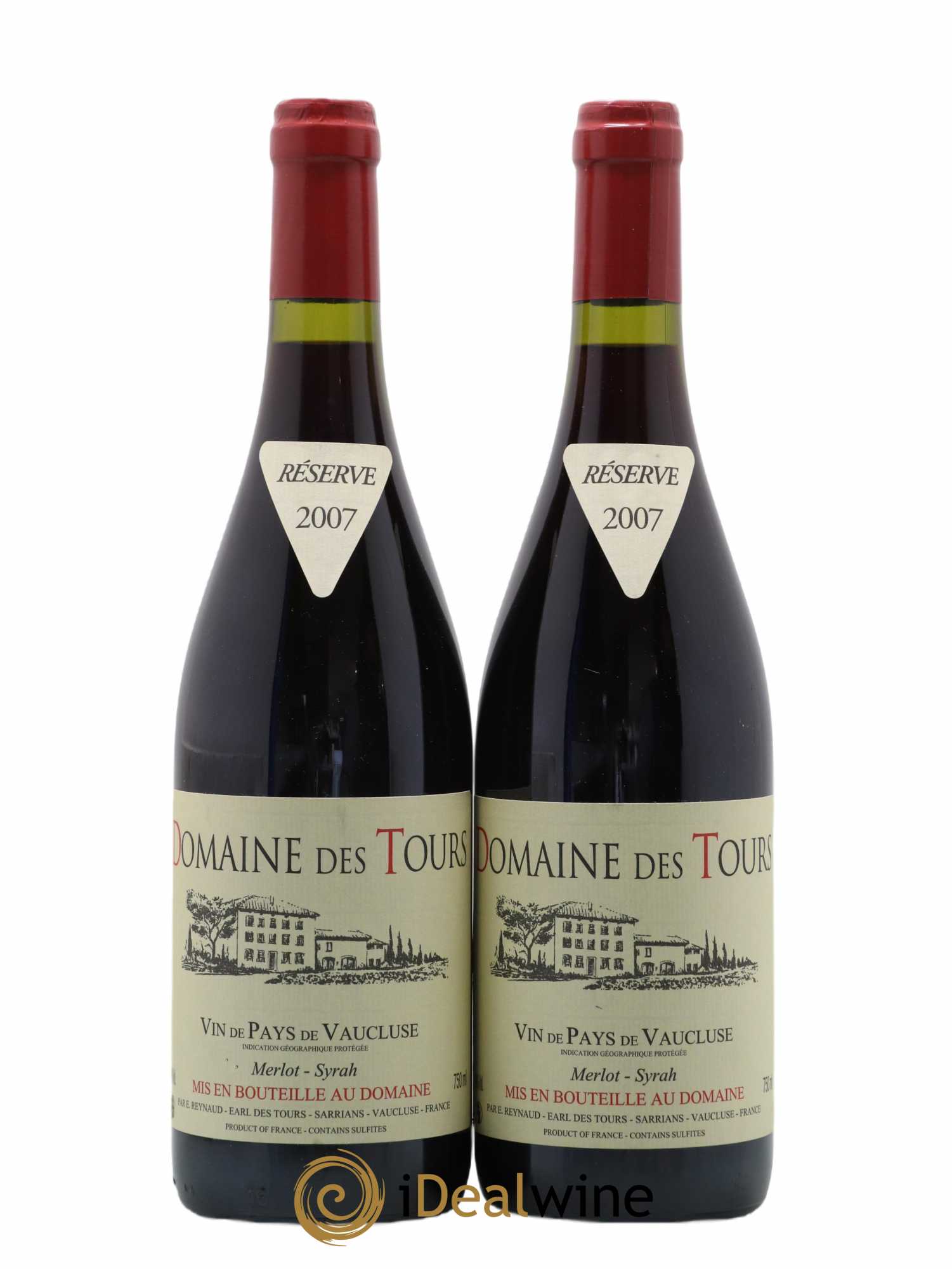 Vaucluse Domaine des Tours Merlot-Syrah Emmanuel Reynaud 2007 - Lot de 2 bouteilles - 0