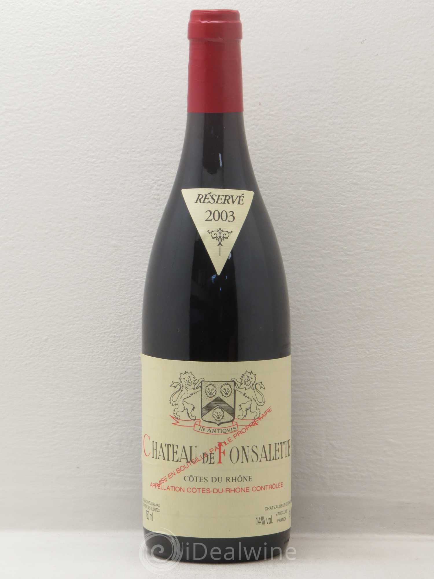 Côtes-du-Rhône Château de Fonsalette Emmanuel Reynaud 2003 - Lot de 1 bouteille - 0