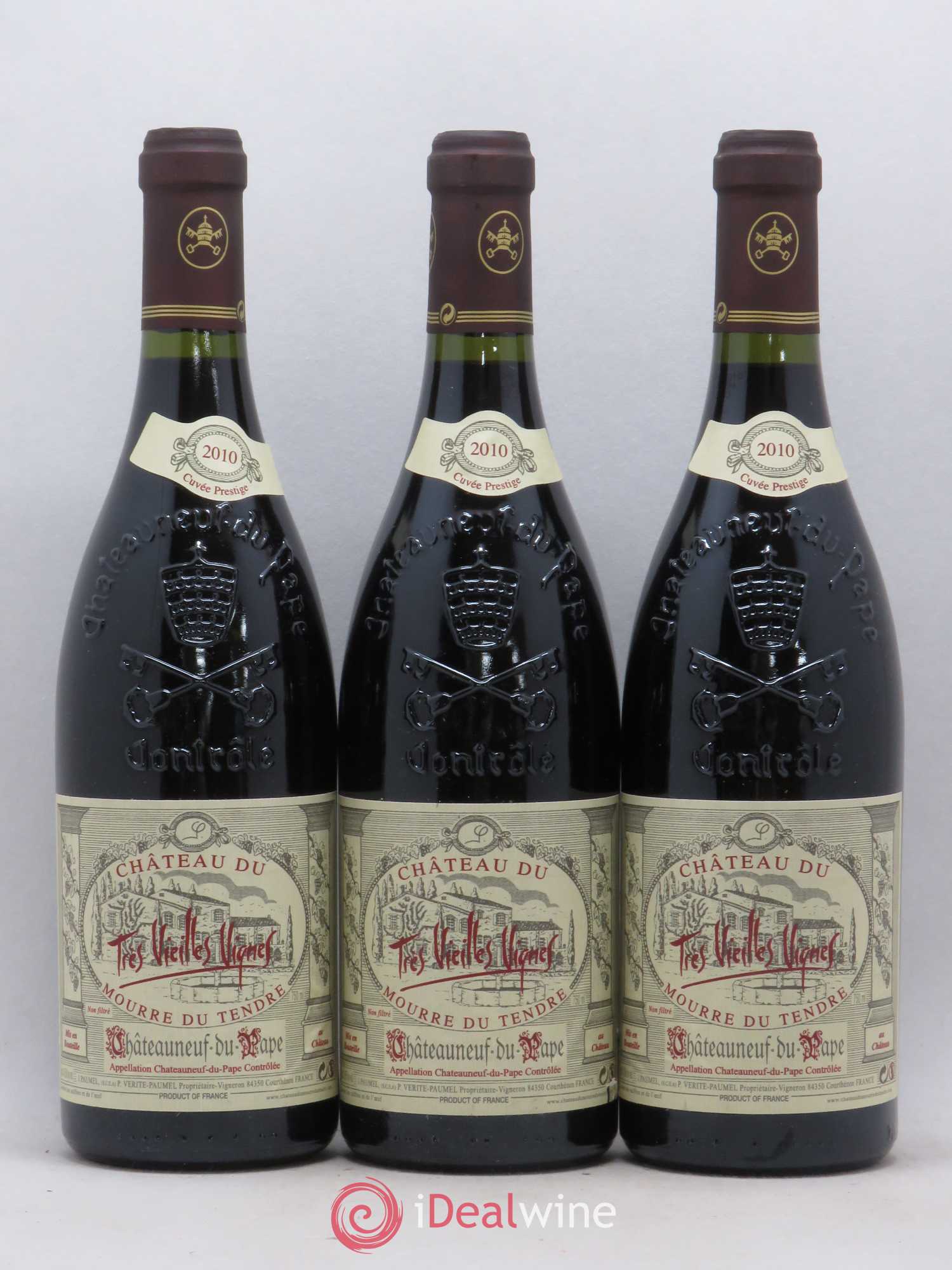 Châteauneuf-du-Pape Château du Mourre du Tendre Cuvée Prestige Très Vieilles Vignes 2010 - Posten von 3 Flaschen - 0