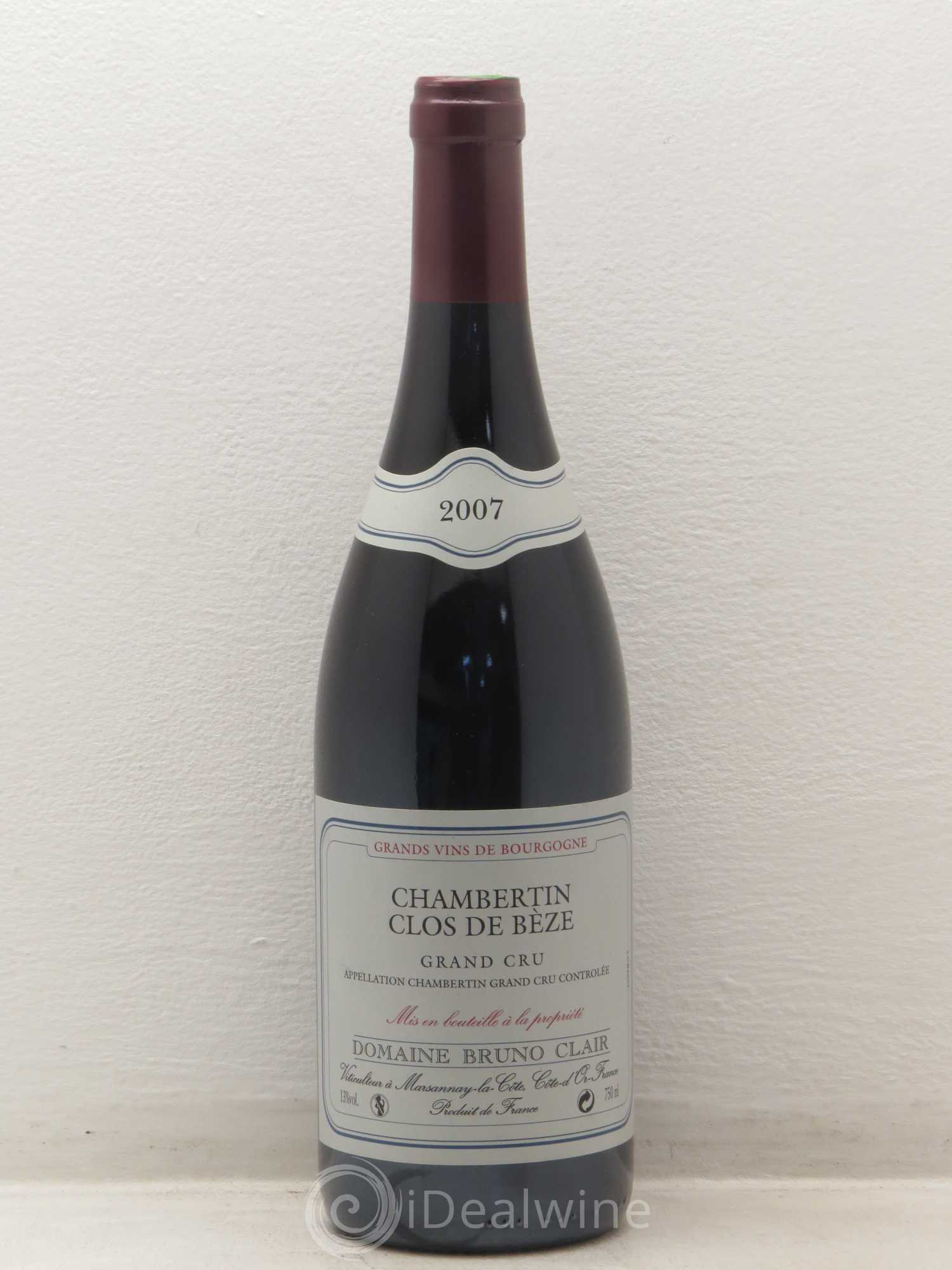 Chambertin Clos de Bèze Grand Cru Bruno Clair (Domaine) 2007 - Lot de 1 bouteille - 0