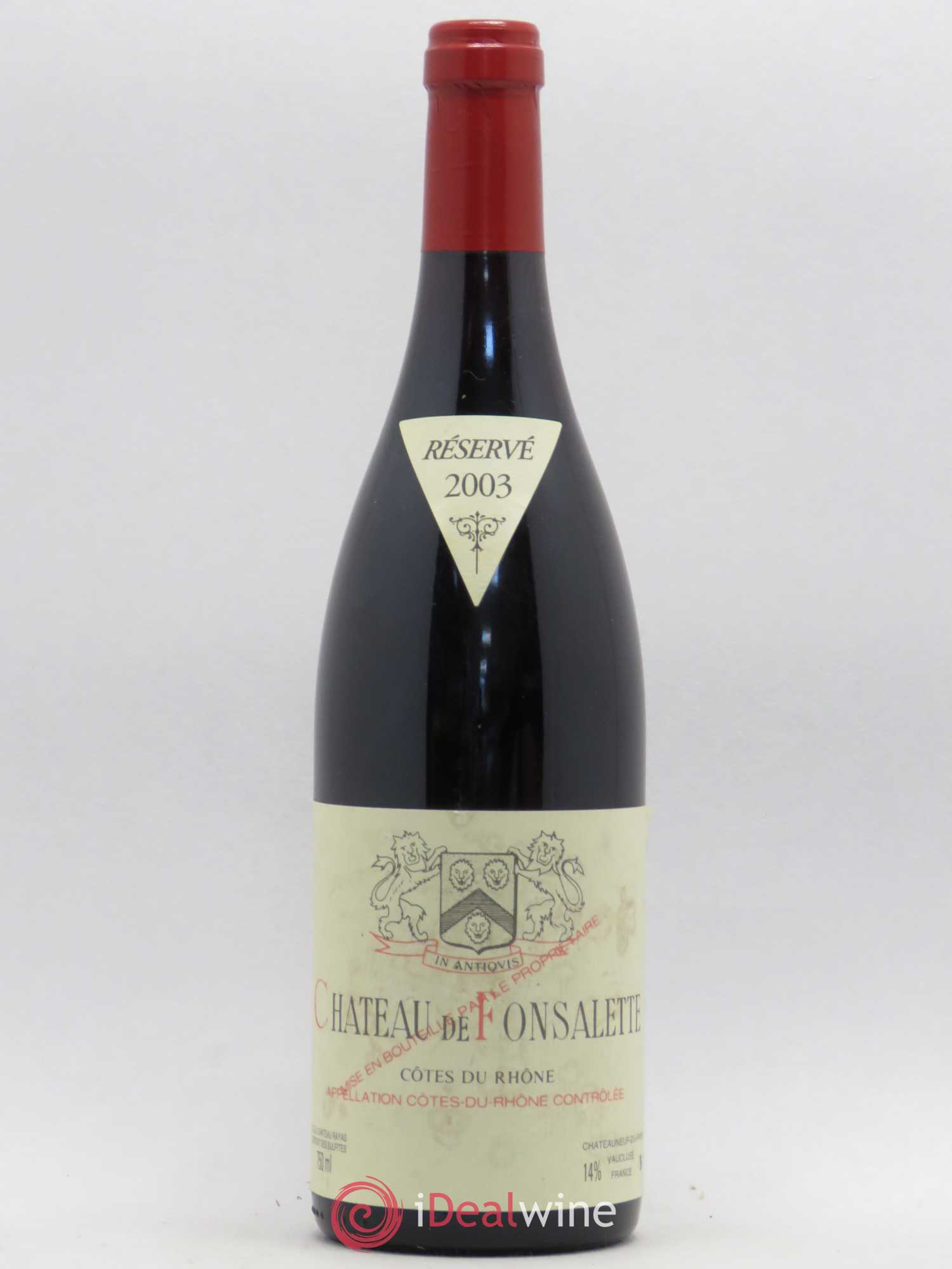 Côtes-du-Rhône Château de Fonsalette Emmanuel Reynaud 2003 - Lot de 1 bouteille - 0