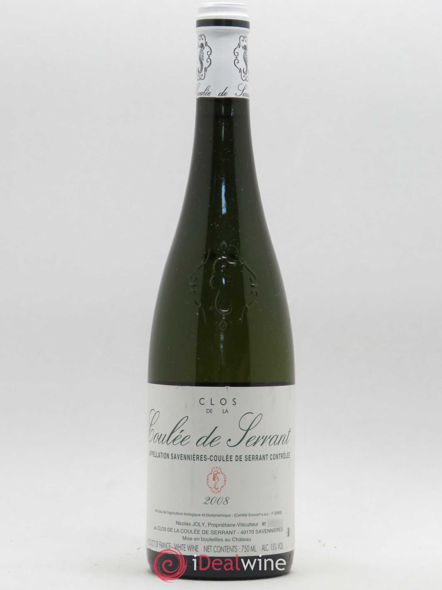 Savennières Clos de la Coulée de Serrant Vignobles de la Coulée de Serrant - Nicolas Joly 2008 - Lot de 1 bouteille - 0