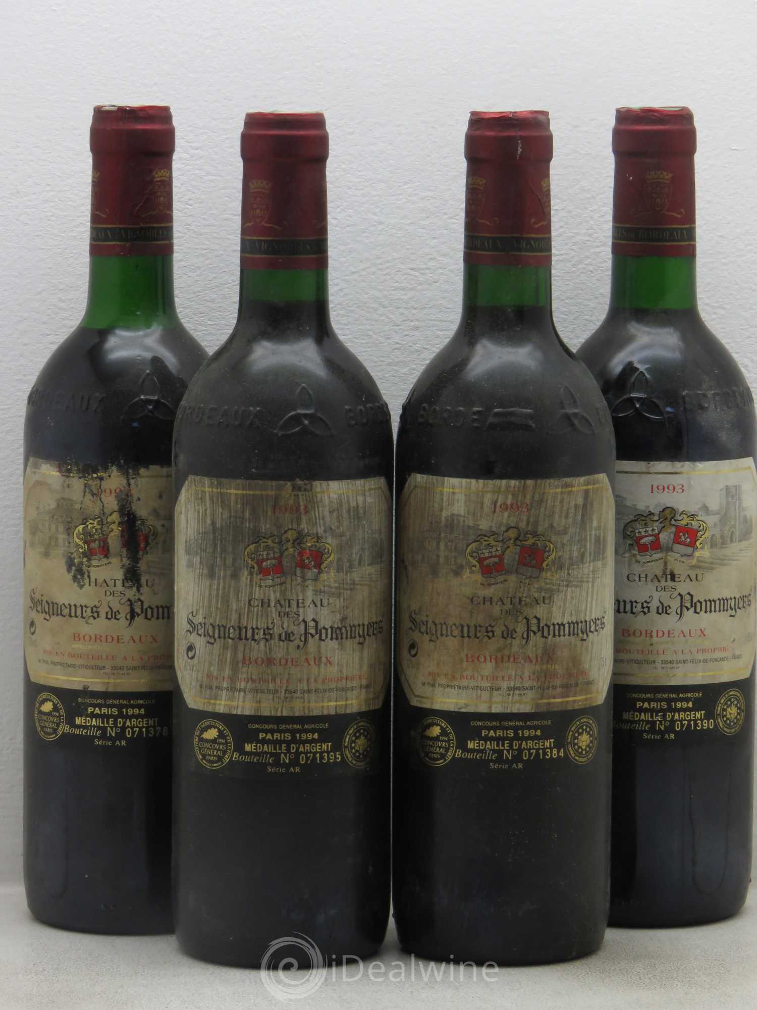 Bordeaux Seigneur des Pommyers Piva 1993 - Posten von 4 Flaschen - 0