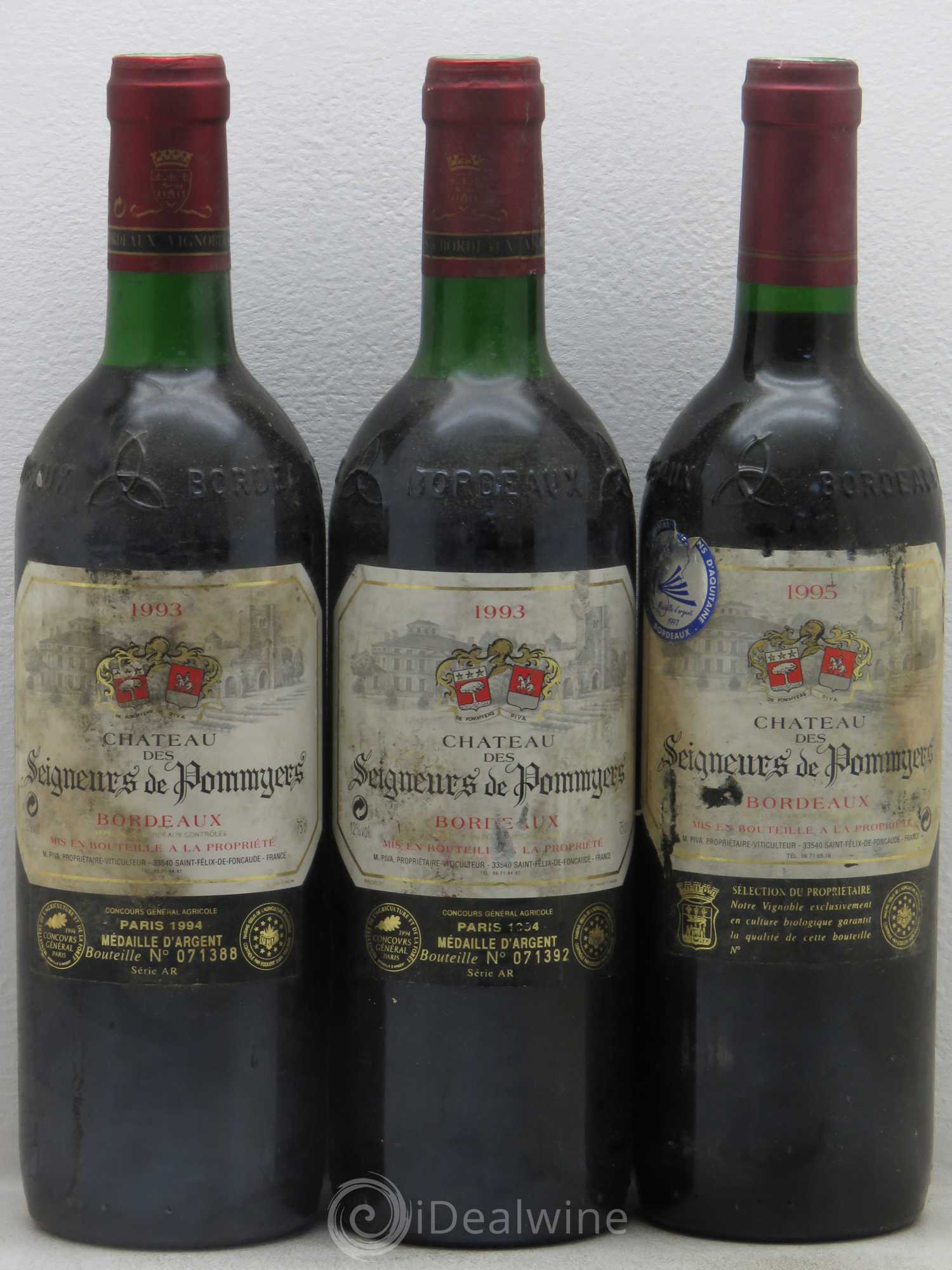 Bordeaux Seigneur des Pommyers Piva 1993 - Posten von 3 Flaschen - 0