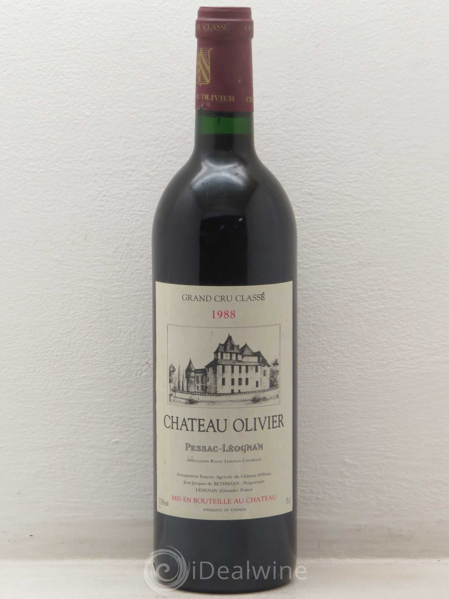 Château Olivier Cru Classé de Graves 1988 - Lot de 1 bouteille - 0