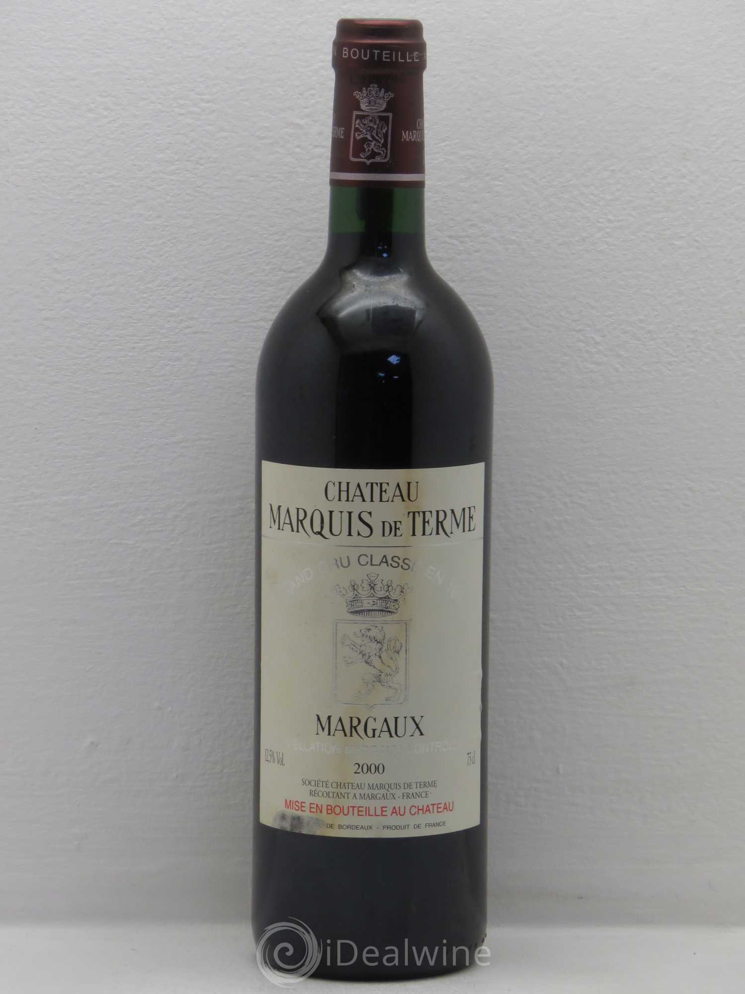 Château Marquis de Terme 4ème Grand Cru Classé 2000 - Lot de 1 bouteille - 0