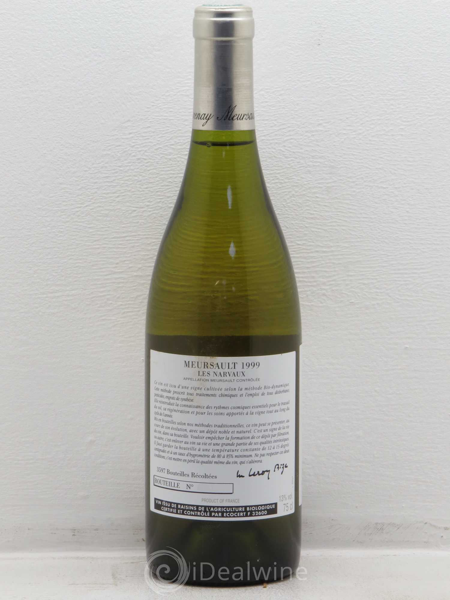 Meursault Les Narvaux d'Auvenay (Domaine) 1999 - Lot de 1 bouteille - 1