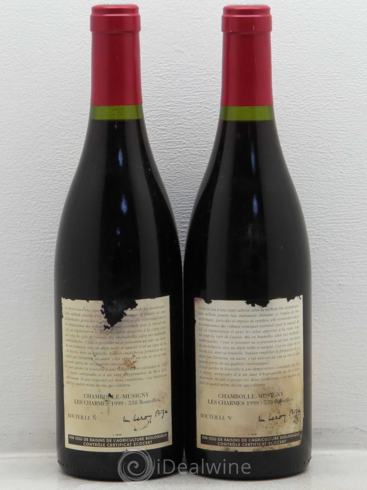 Chambolle-Musigny 1er Cru Les Charmes Leroy (Domaine) 1999 - Lot de 2 bouteilles - 1