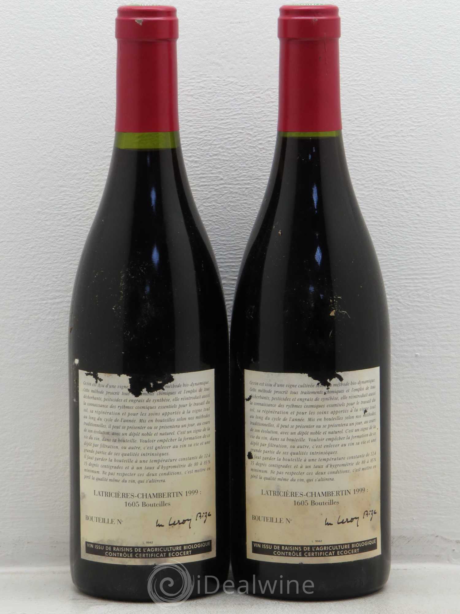 Latricières-Chambertin Grand Cru Leroy (Domaine) 1999 - Lot de 2 bouteilles - 1