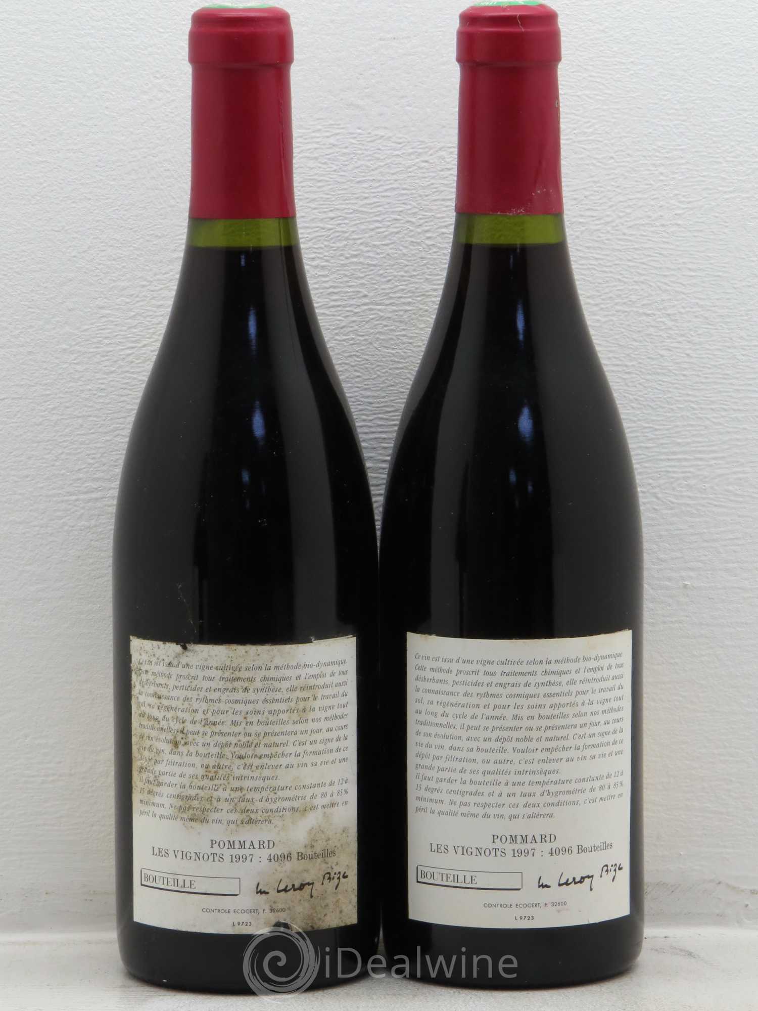 Pommard Les Vignots Leroy (Domaine) 1997 - Lot de 2 bouteilles - 1